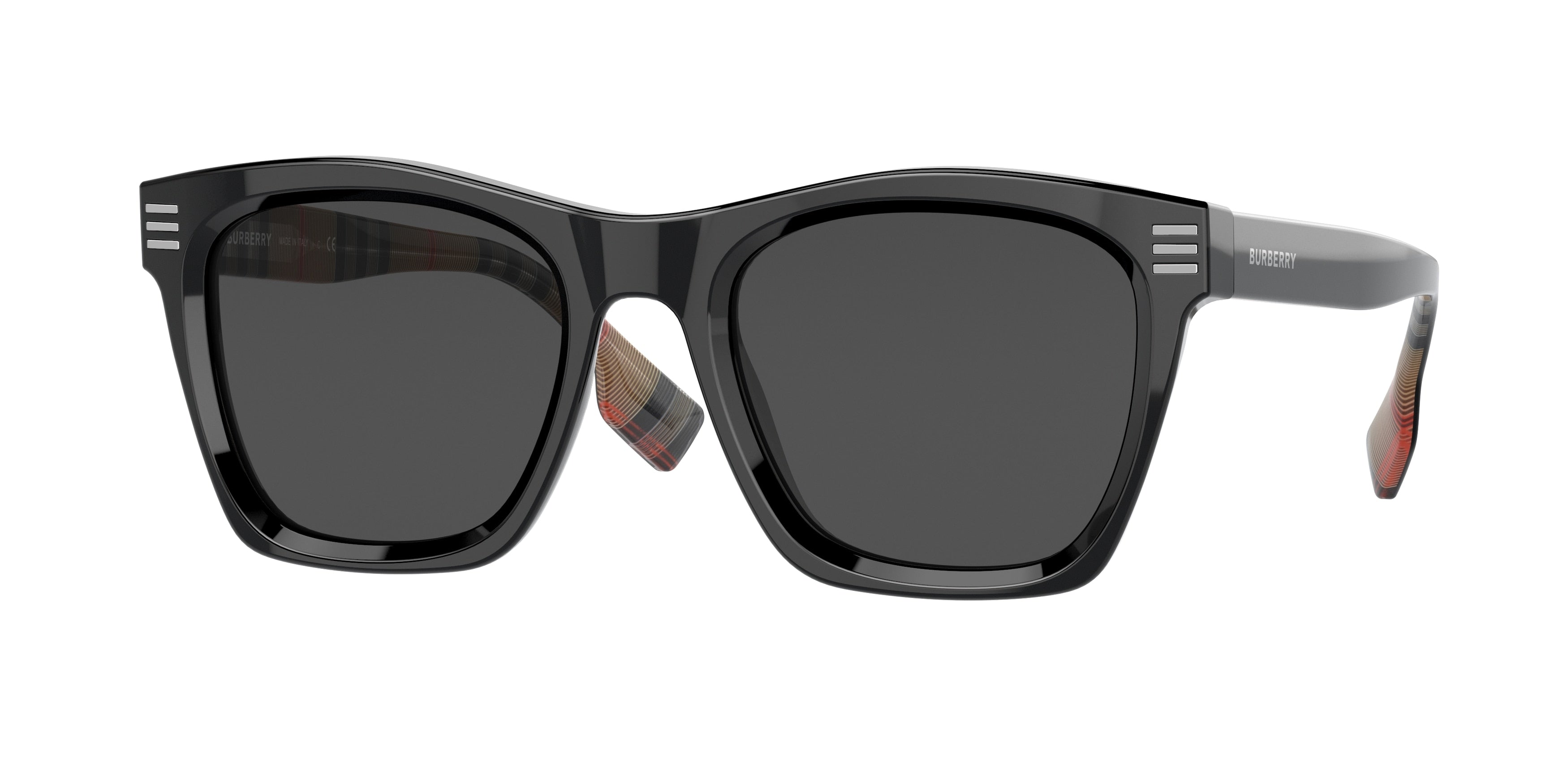 Burberry COOPER BE4348 Square Sunglasses 377387-Black 52-145-21 - Color Map Black
