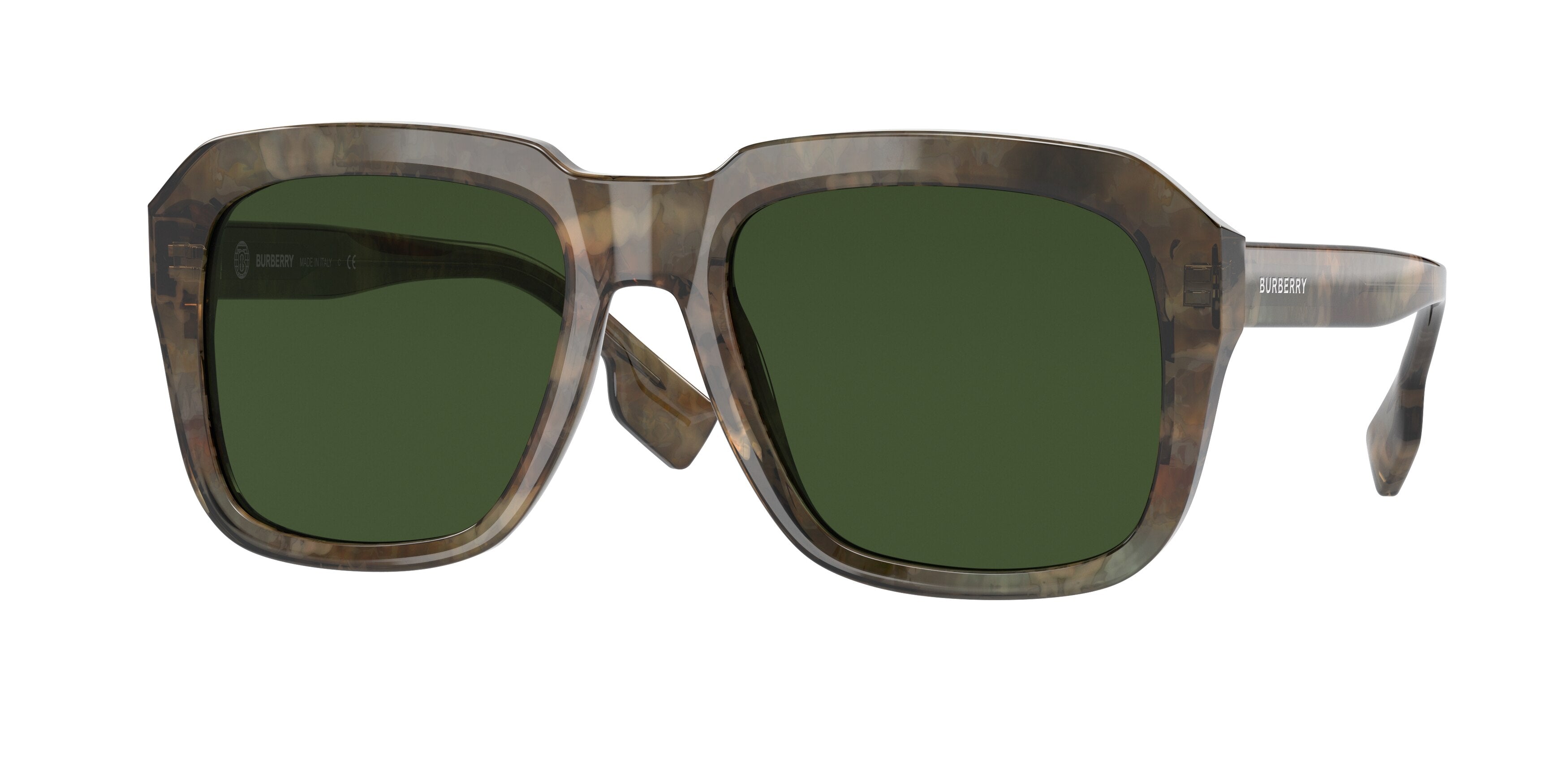 Burberry ASTLEY BE4350 Square Sunglasses 395071-Olive Tortoise 55-145-20 - Color Map Green