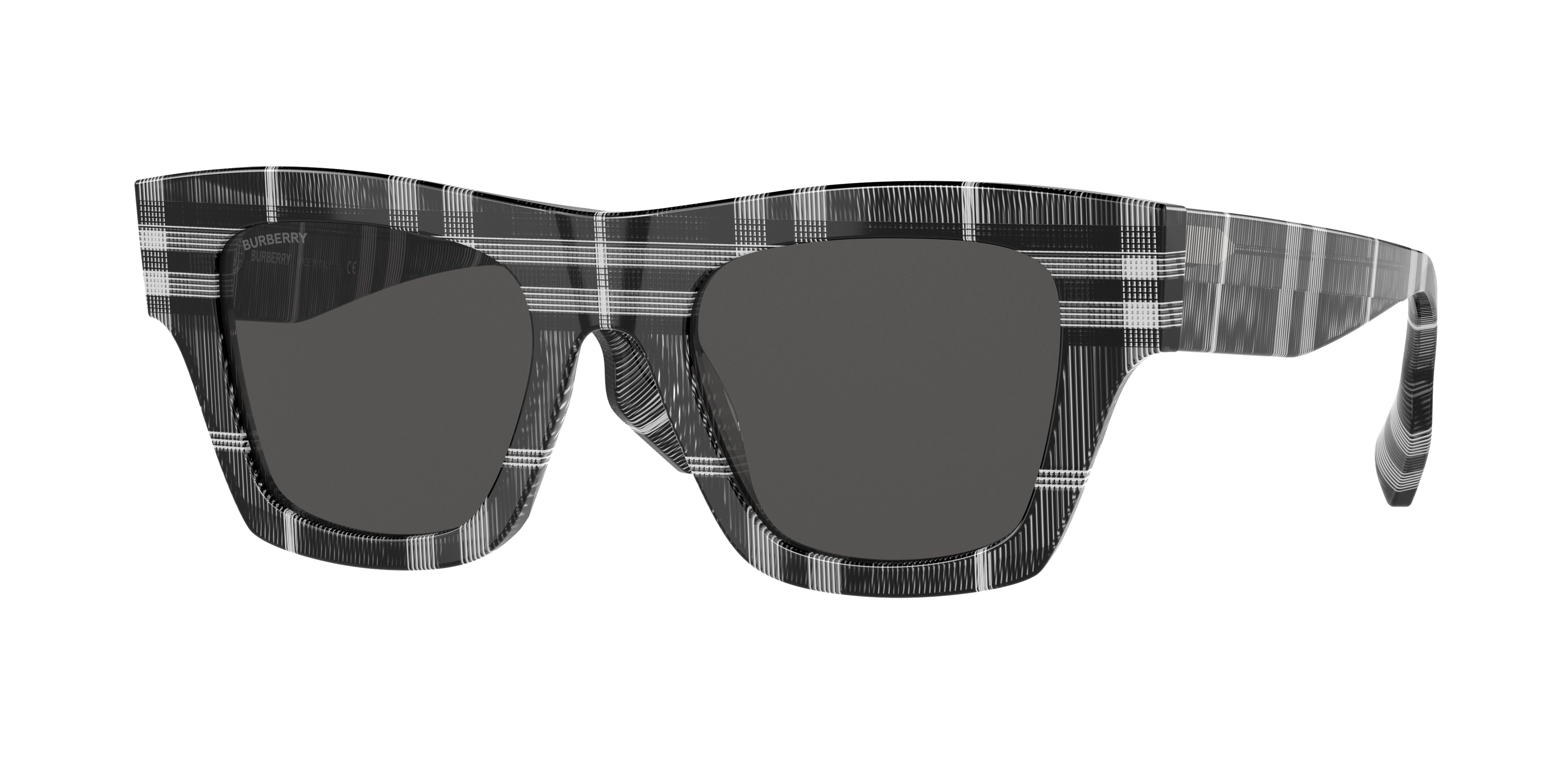 Burberry ERNEST BE4360 Square Sunglasses 399487-Check White/Black 49-145-20 - Color Map White