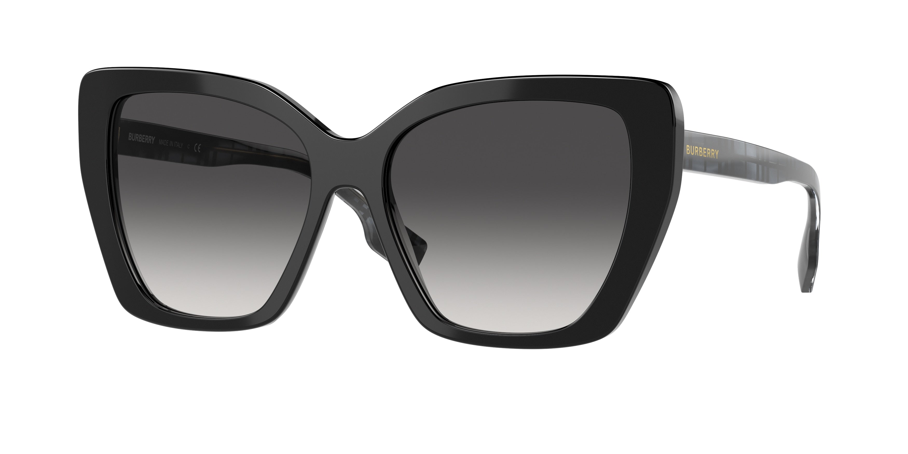 Burberry TAMSIN BE4366 Cat Eye Sunglasses 39808G-Black 55-140-16 - Color Map Black