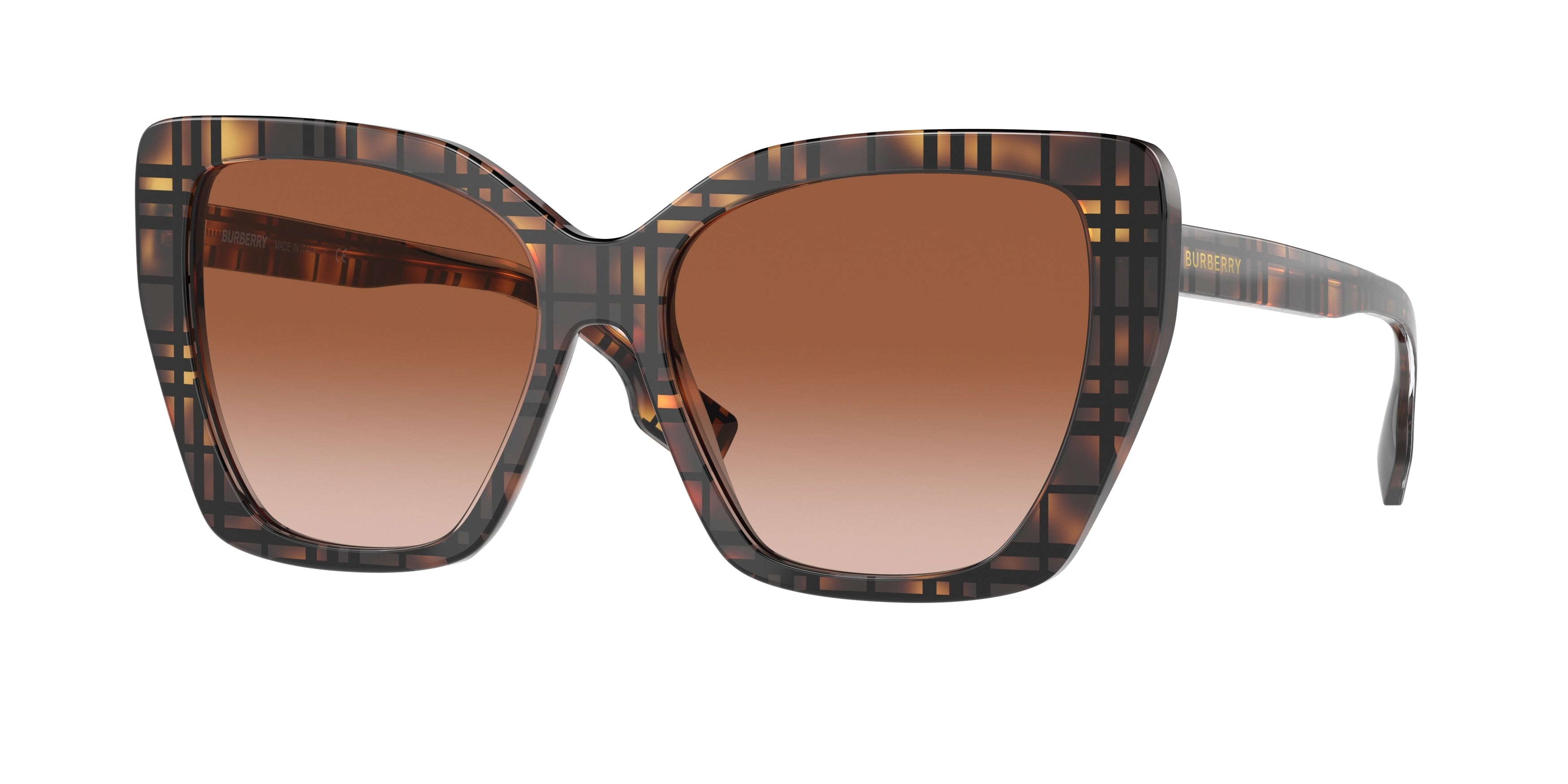 Burberry TAMSIN BE4366 Cat Eye Sunglasses 398213-Top Check/Havana 55-140-16 - Color Map Tortoise