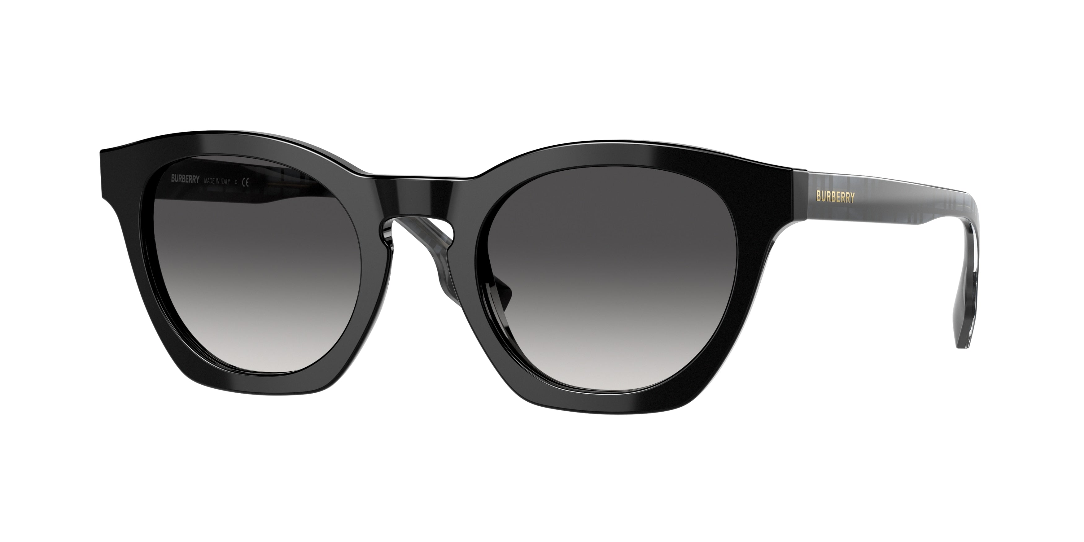 Burberry YVETTE BE4367 Irregular Sunglasses 39808G-Black 49-140-22 - Color Map Black