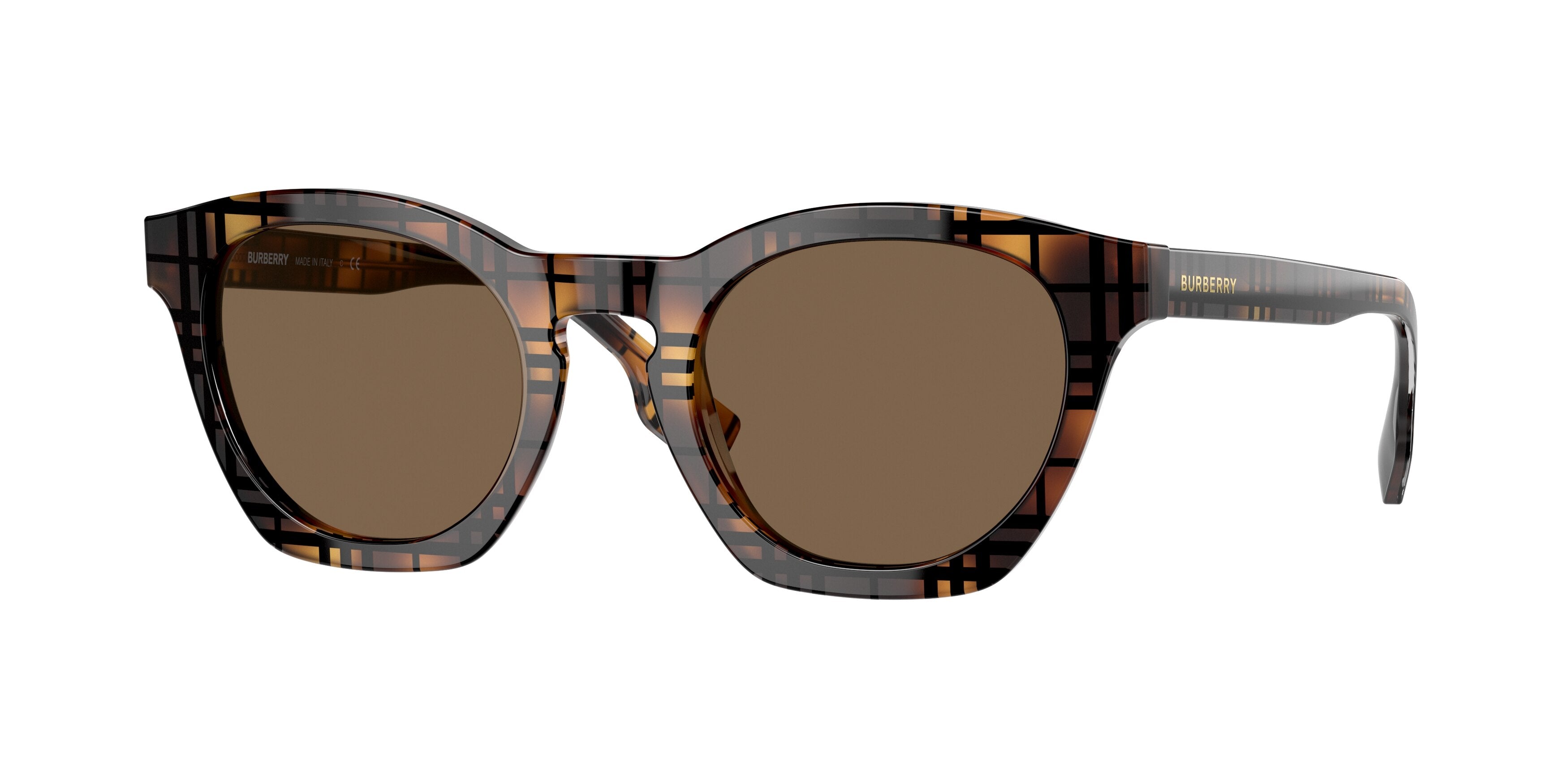 Burberry YVETTE BE4367 Irregular Sunglasses 398273-Top Check/Havana 49-140-22 - Color Map Tortoise