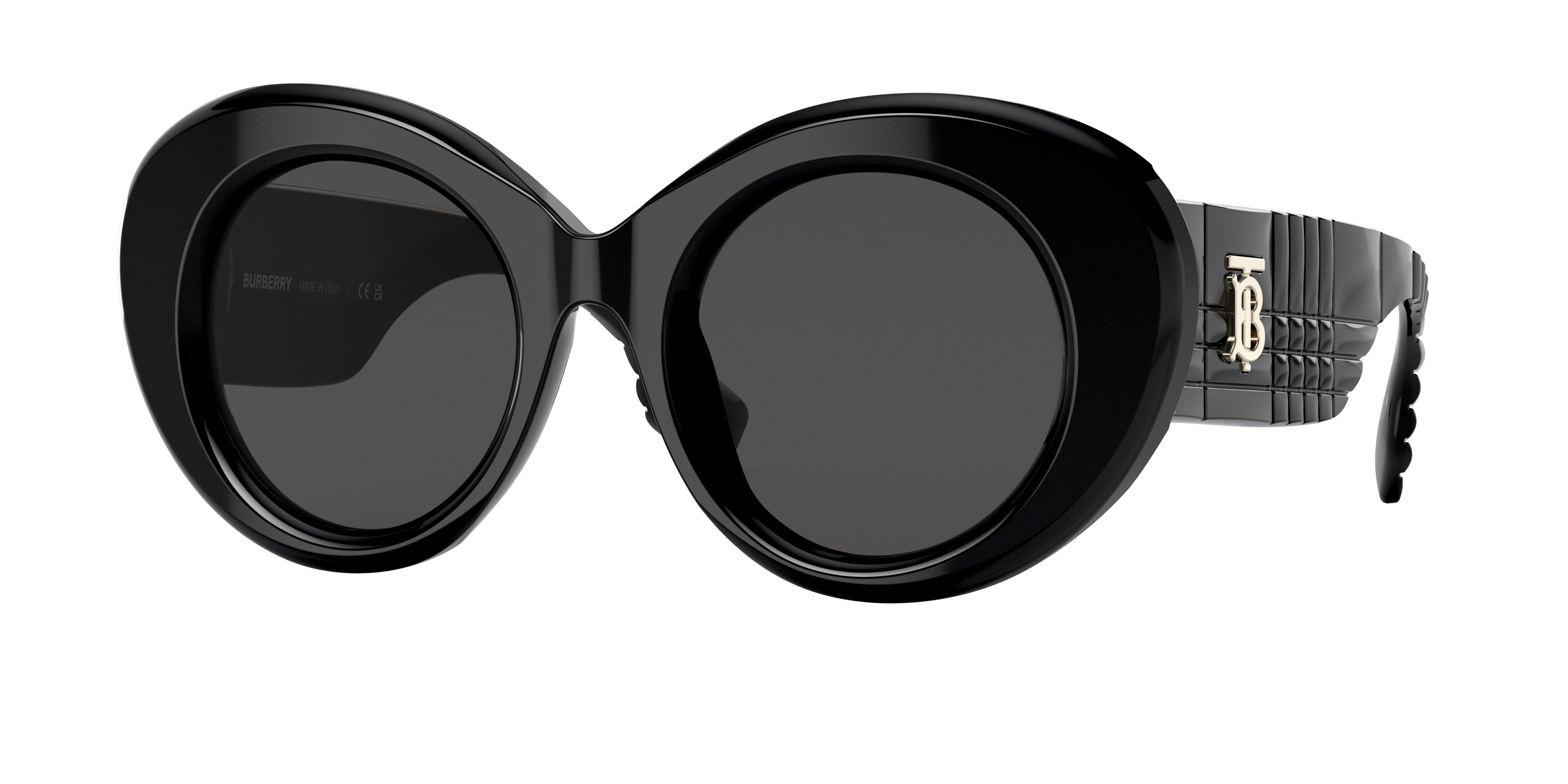 Burberry MARGOT BE4370U Round Sunglasses 300187-Black 49-140-22 - Color Map Black