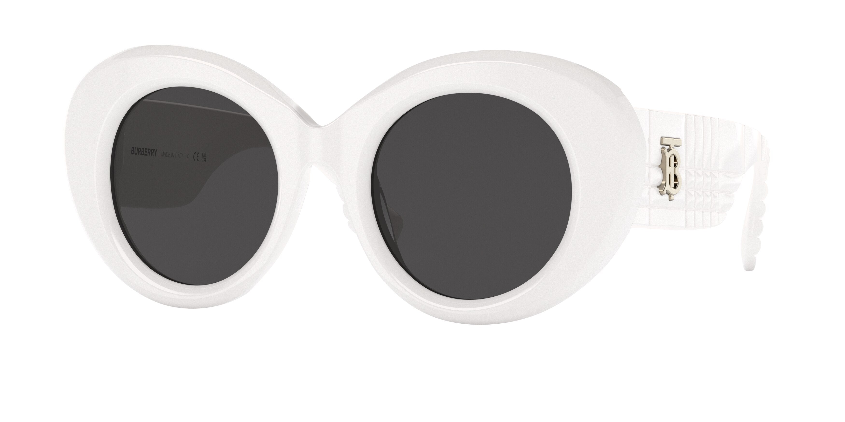 Burberry MARGOT BE4370U Round Sunglasses 300787-White 49-140-22 - Color Map White