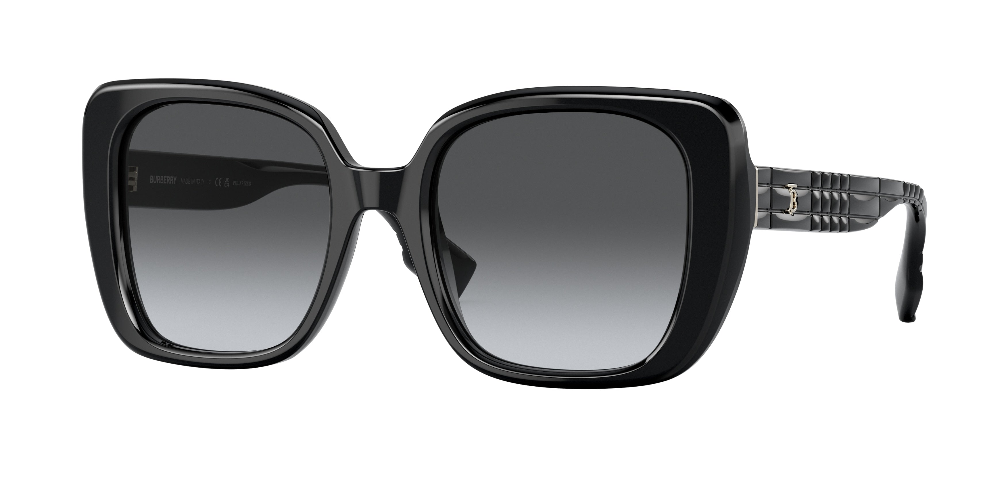Burberry HELENA BE4371 Square Sunglasses 3001T3-Black 52-140-20 - Color Map Black