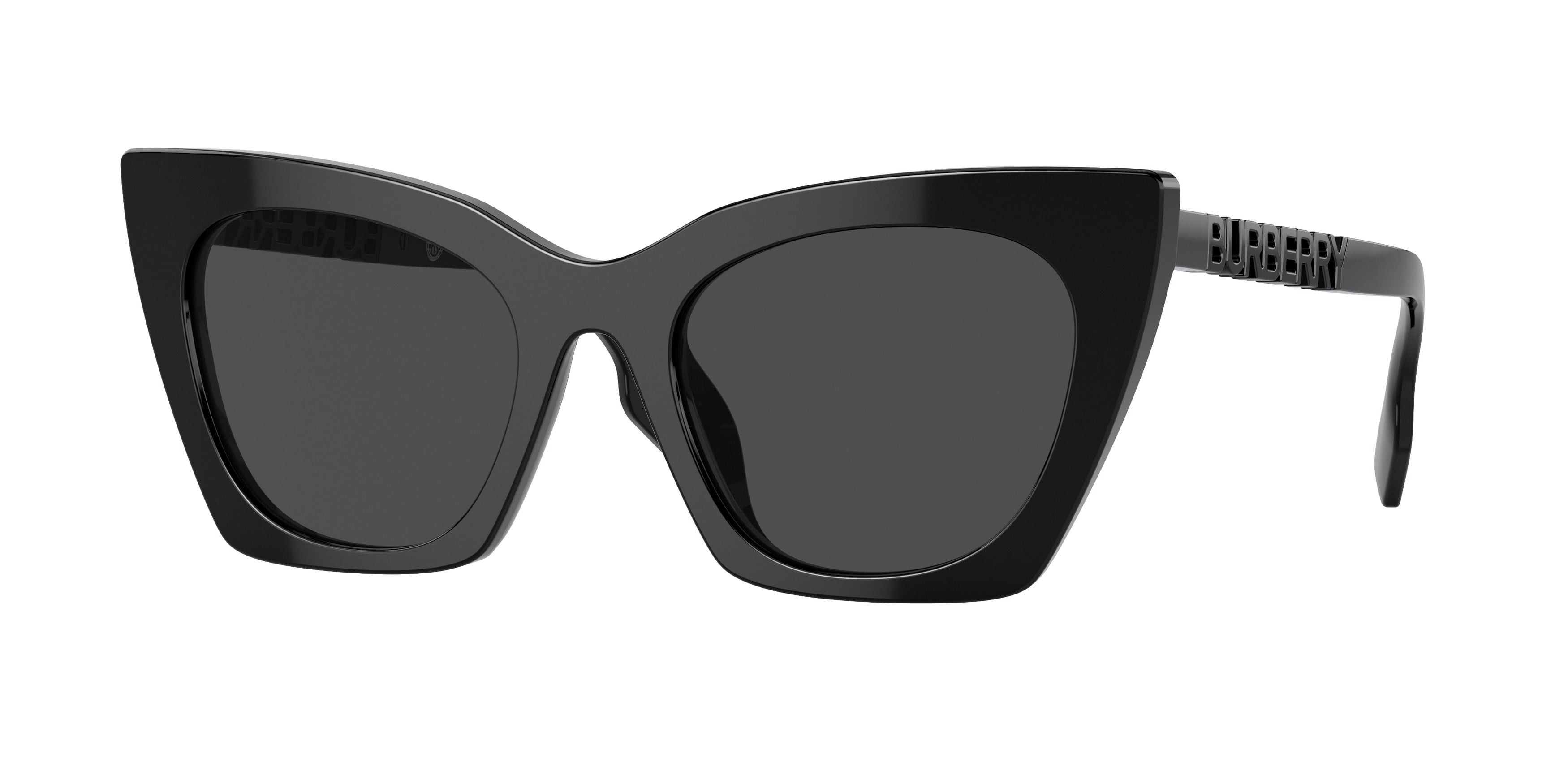 Burberry MARIANNE BE4372U Cat Eye Sunglasses 300187-Black 52-140-20 - Color Map Black