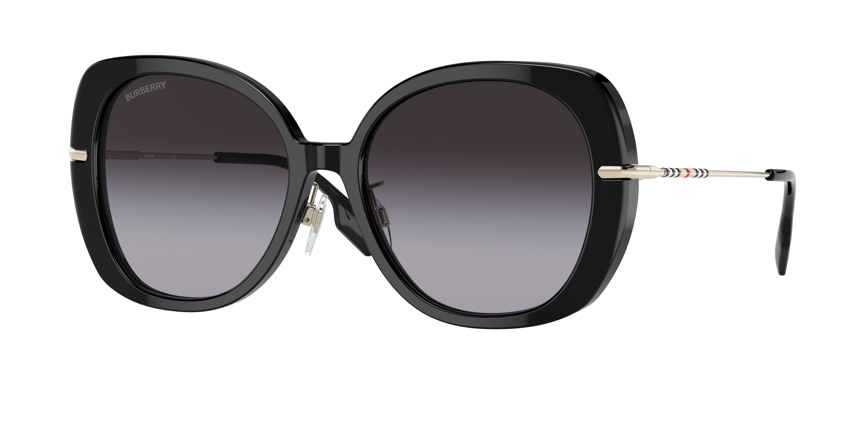 Burberry EUGENIE BE4374F Square Sunglasses 30018G-Black 55-140-17 - Color Map Black