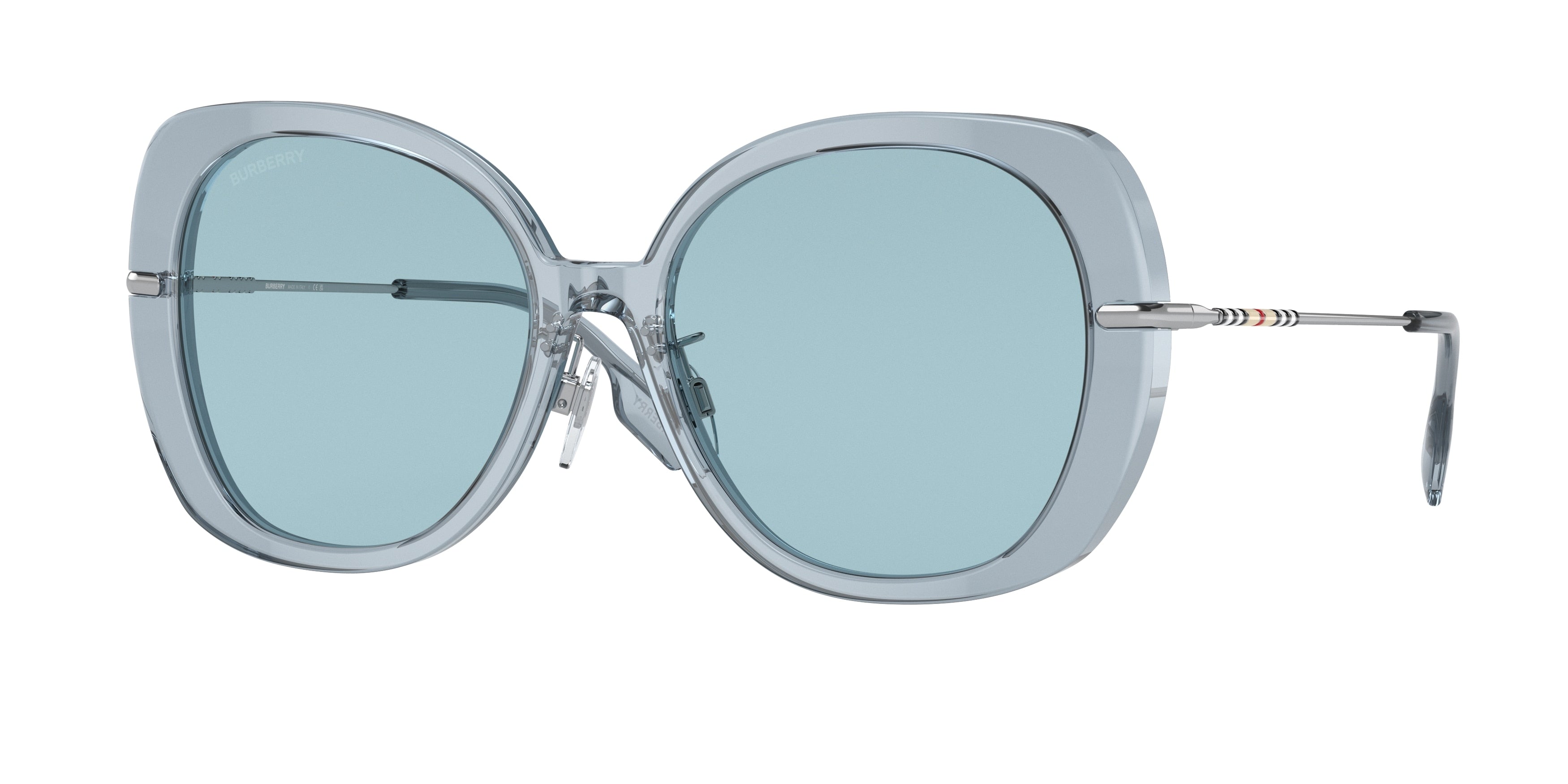 Burberry EUGENIE BE4374F Square Sunglasses 402380-Azure 55-140-17 - Color Map Blue