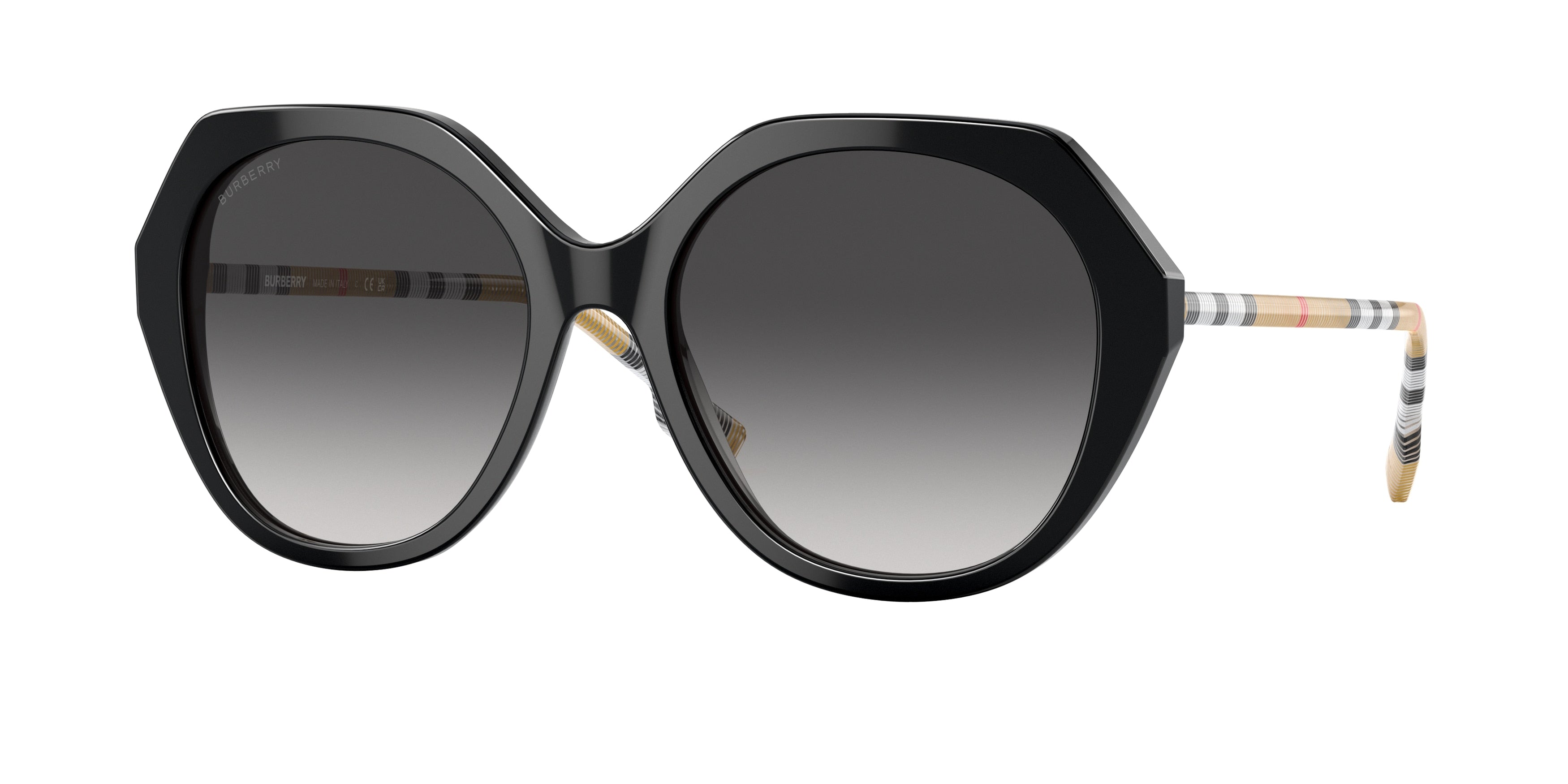 Burberry VANESSA BE4375F Irregular Sunglasses 38538G-Black 57-140-18 - Color Map Black