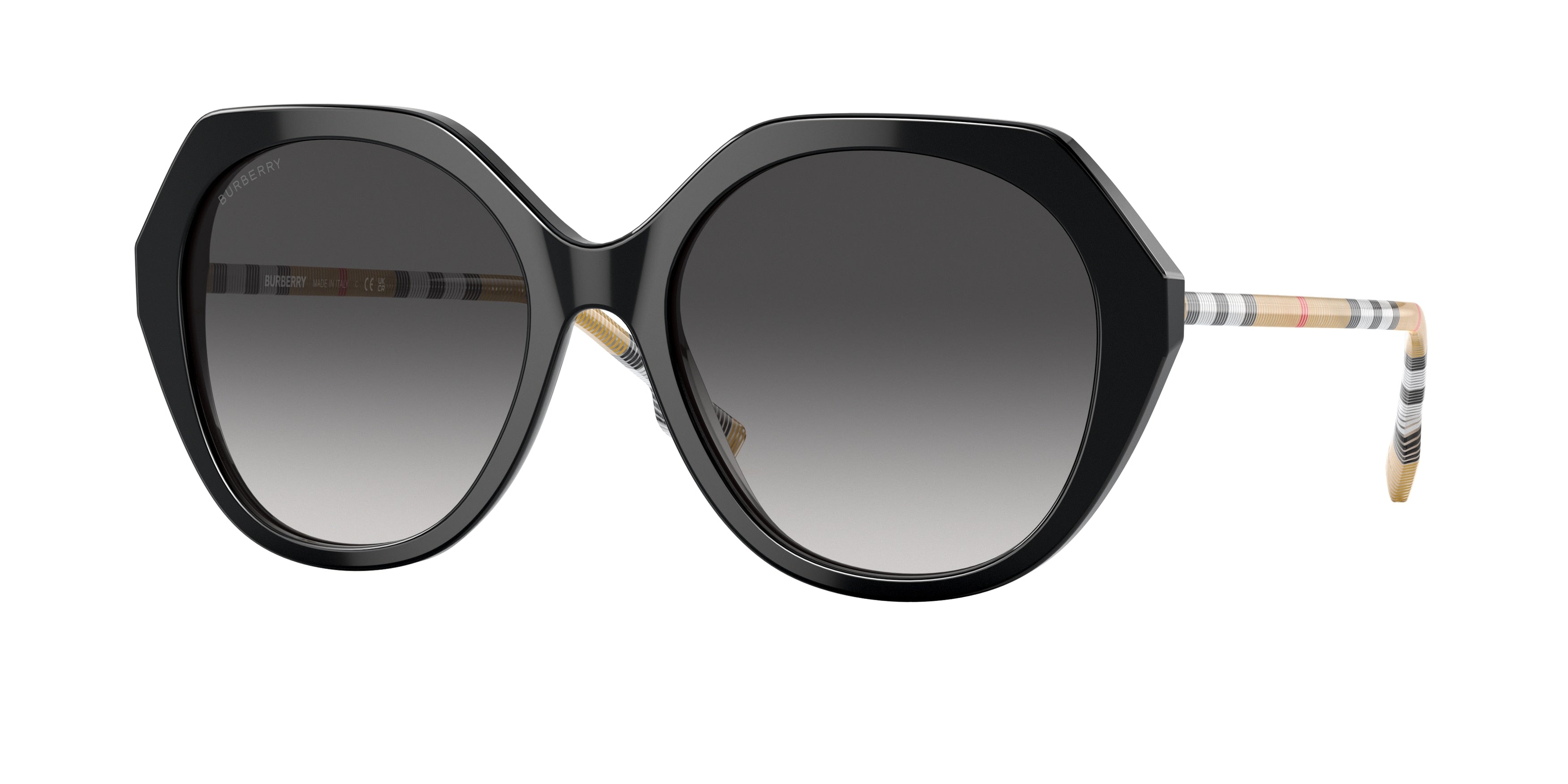 Burberry VANESSA BE4375 Irregular Sunglasses 38538G-Black 55-140-18 - Color Map Black