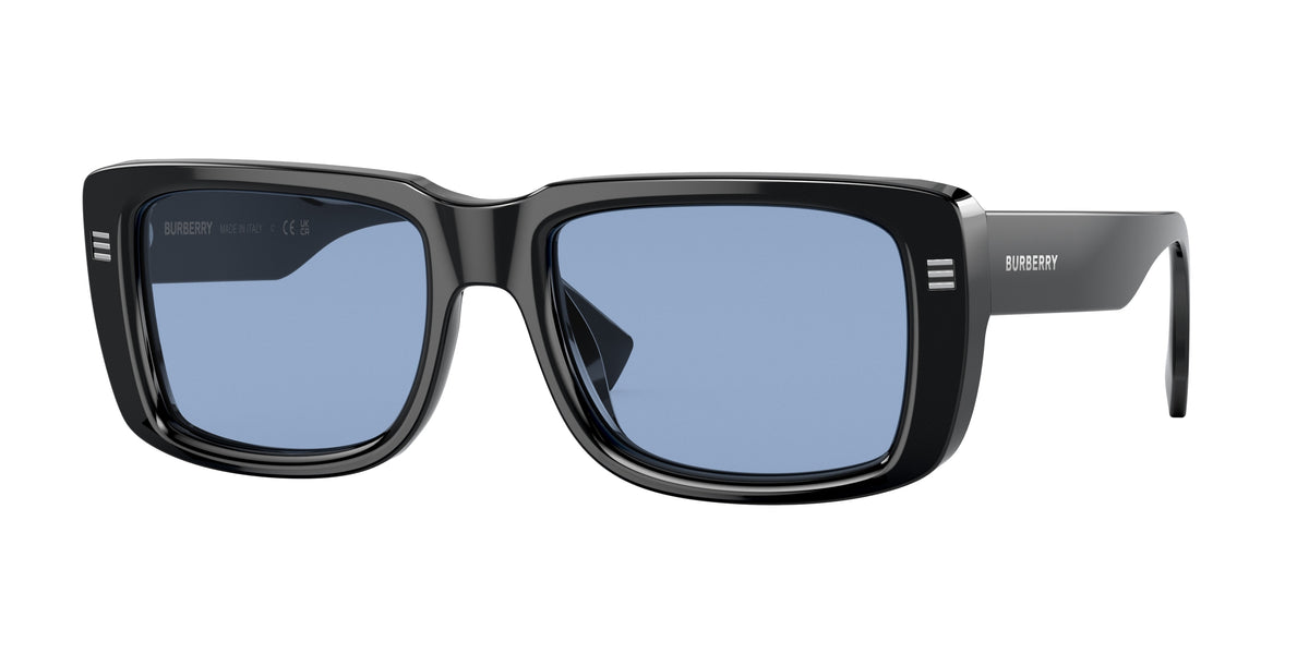 Burberry JARVIS BE4376U Rectangle Sunglasses 300172-Black 55-150-19 - Color Map Black