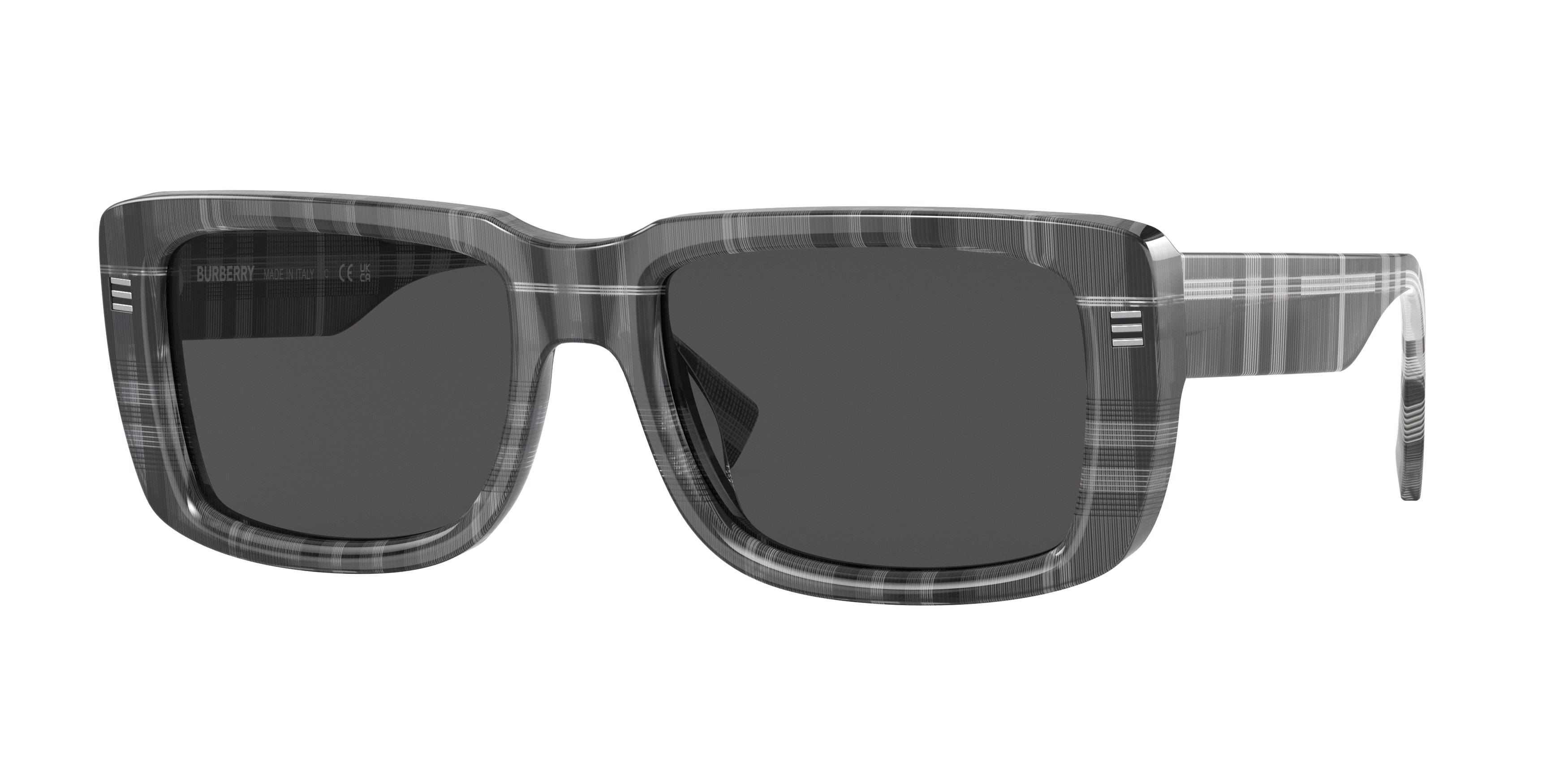 Burberry JARVIS BE4376U Rectangle Sunglasses 380487-Charcoal Check 55-150-19 - Color Map Grey