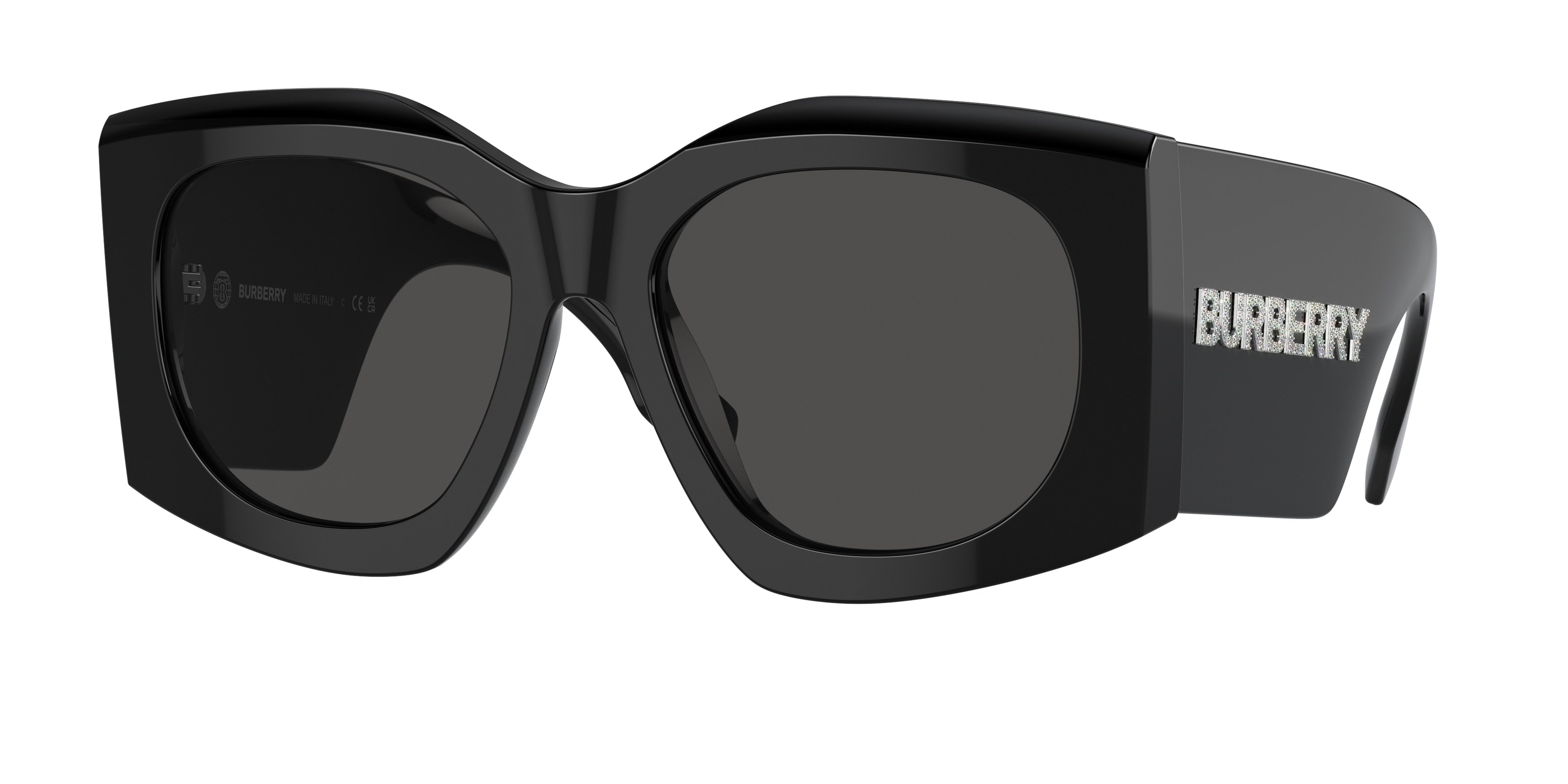 Burberry MADELINE BE4388U Irregular Sunglasses 300187-Black 55-140-18 - Color Map Black