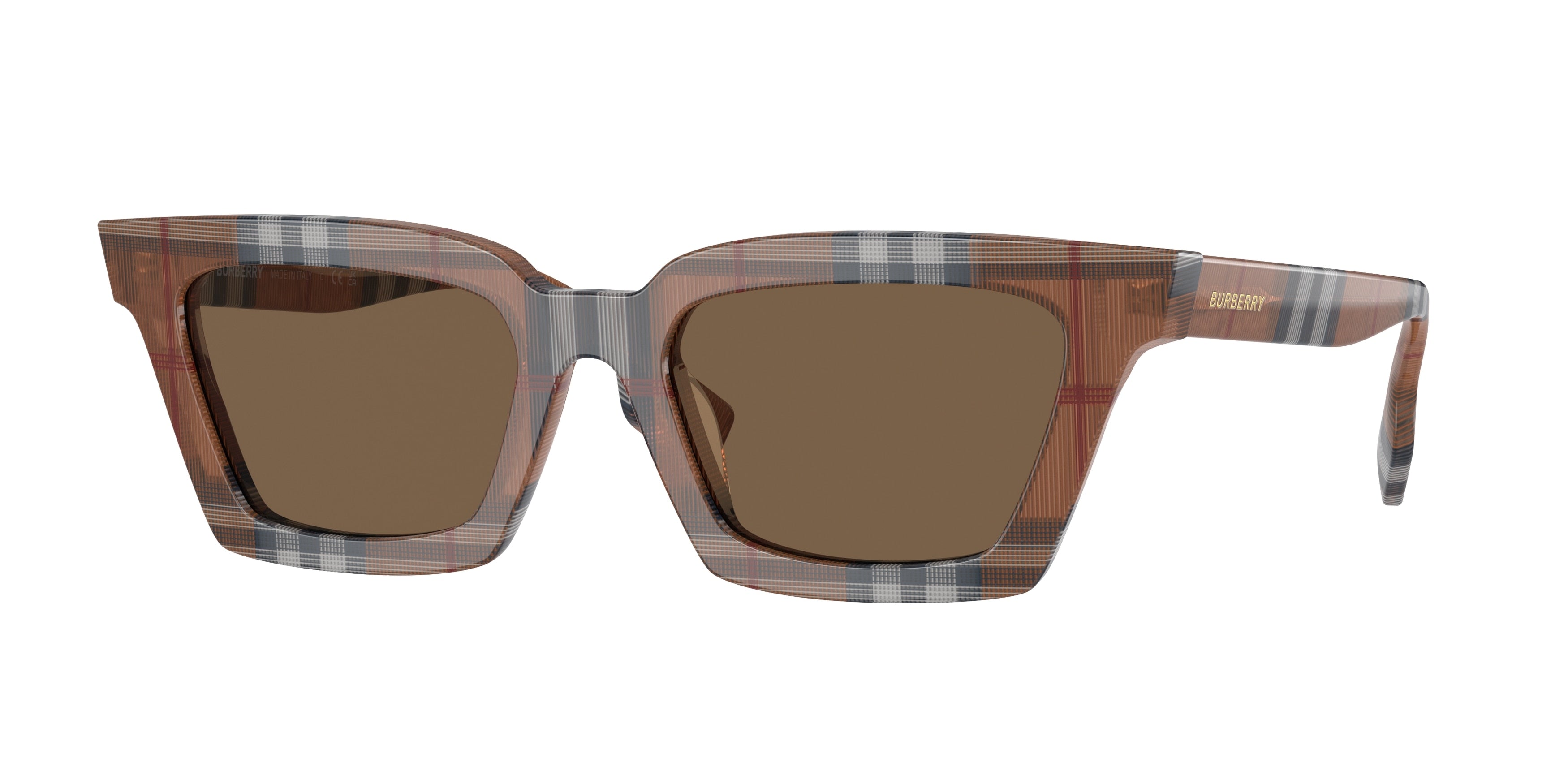 Burberry BRIAR BE4392U Square Sunglasses 396673-Check Brown 52-140-19 - Color Map Brown