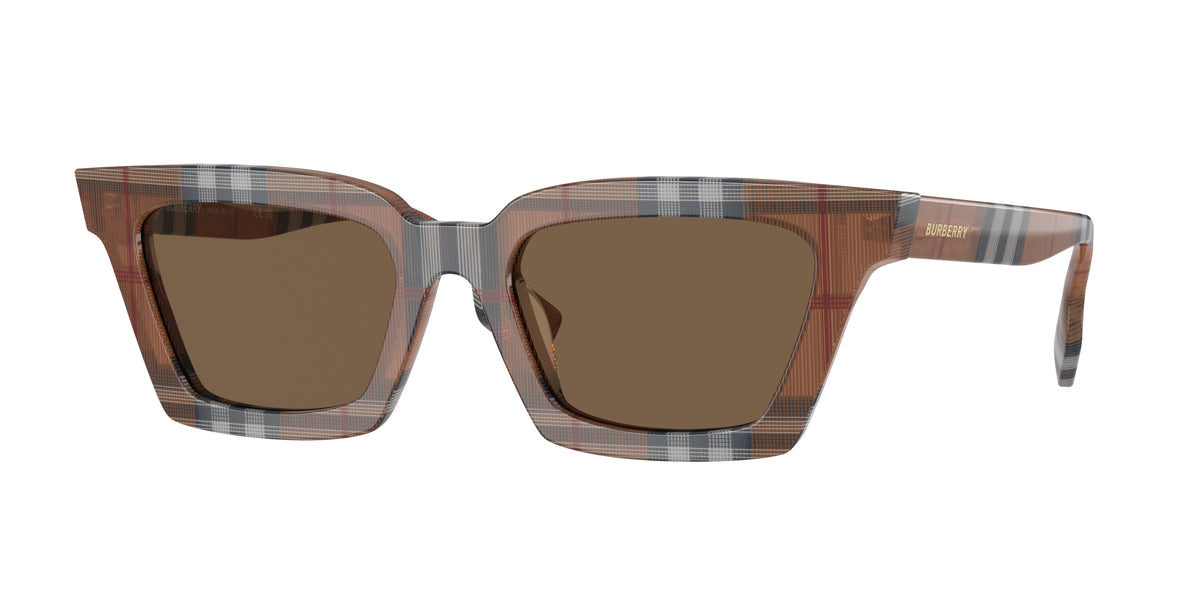 Burberry BRIAR BE4392U Square Sunglasses 396673-Check Brown 52-140-19 - Color Map Brown