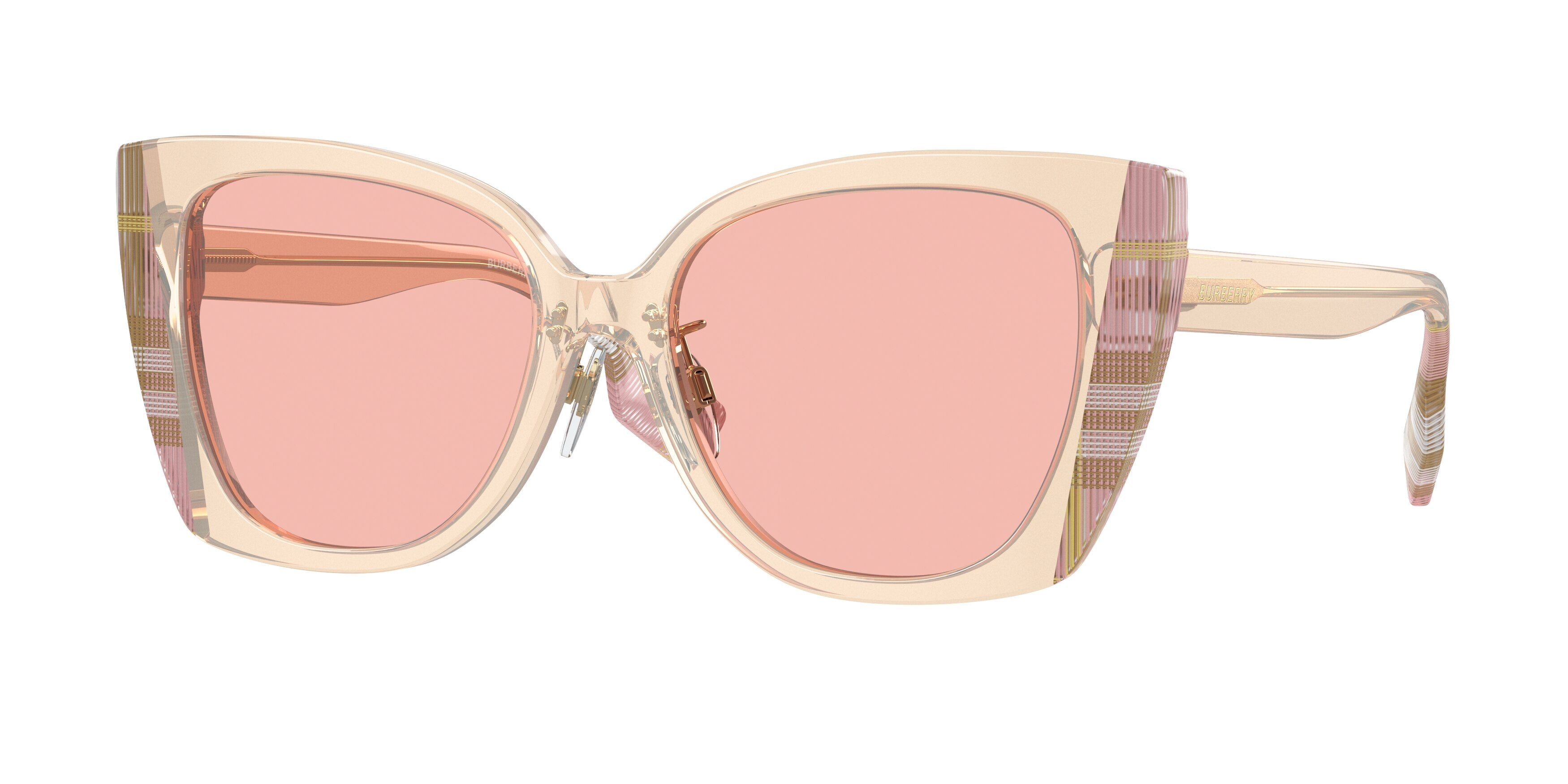 Burberry MERYL BE4393F Cat Eye Sunglasses 4052/5-Pink/Check Pink 54-140-17 - Color Map Pink