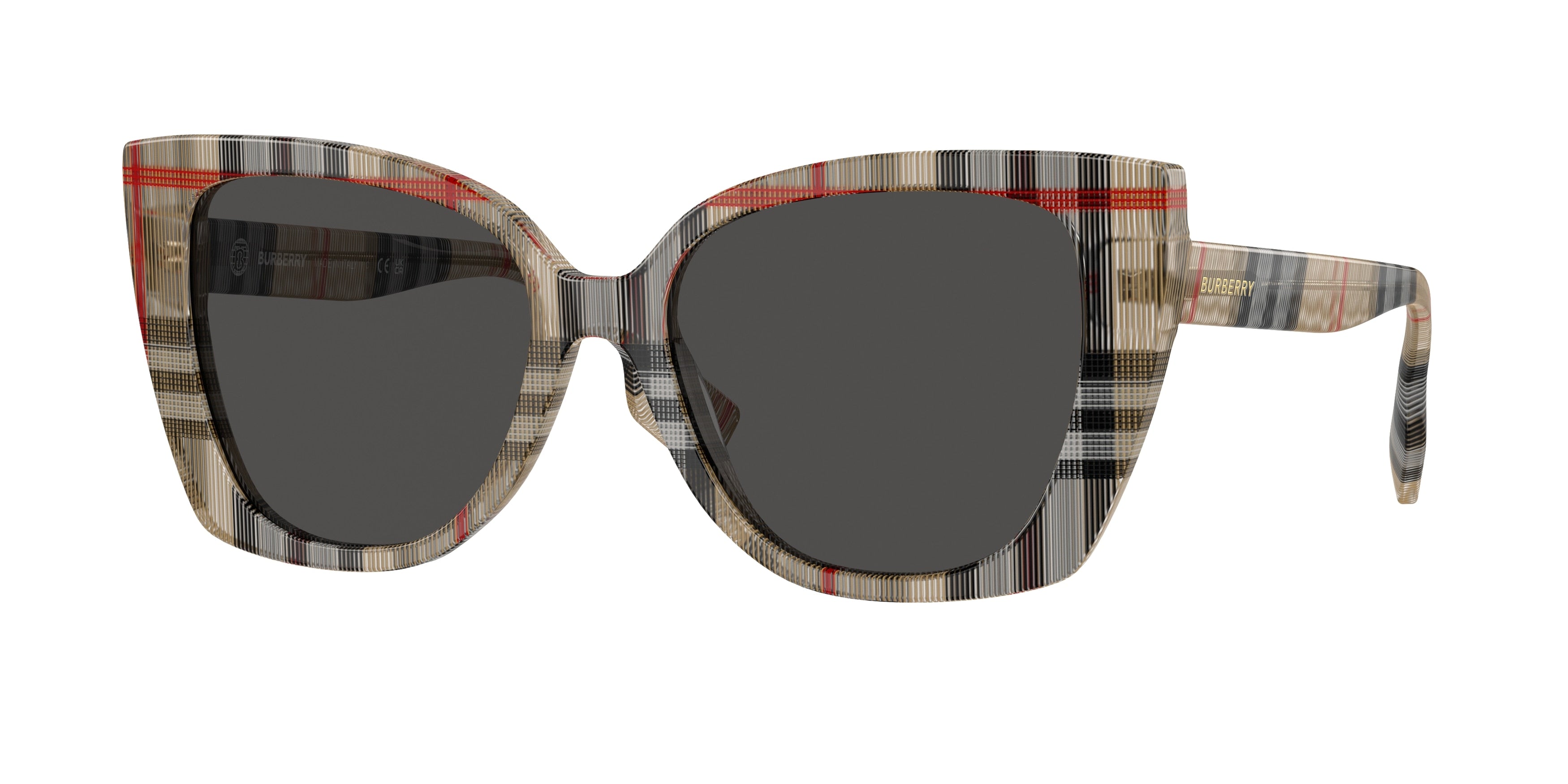 Burberry MERYL BE4393 Cat Eye Sunglasses 377887-Vintage Check 54-140-17 - Color Map Brown