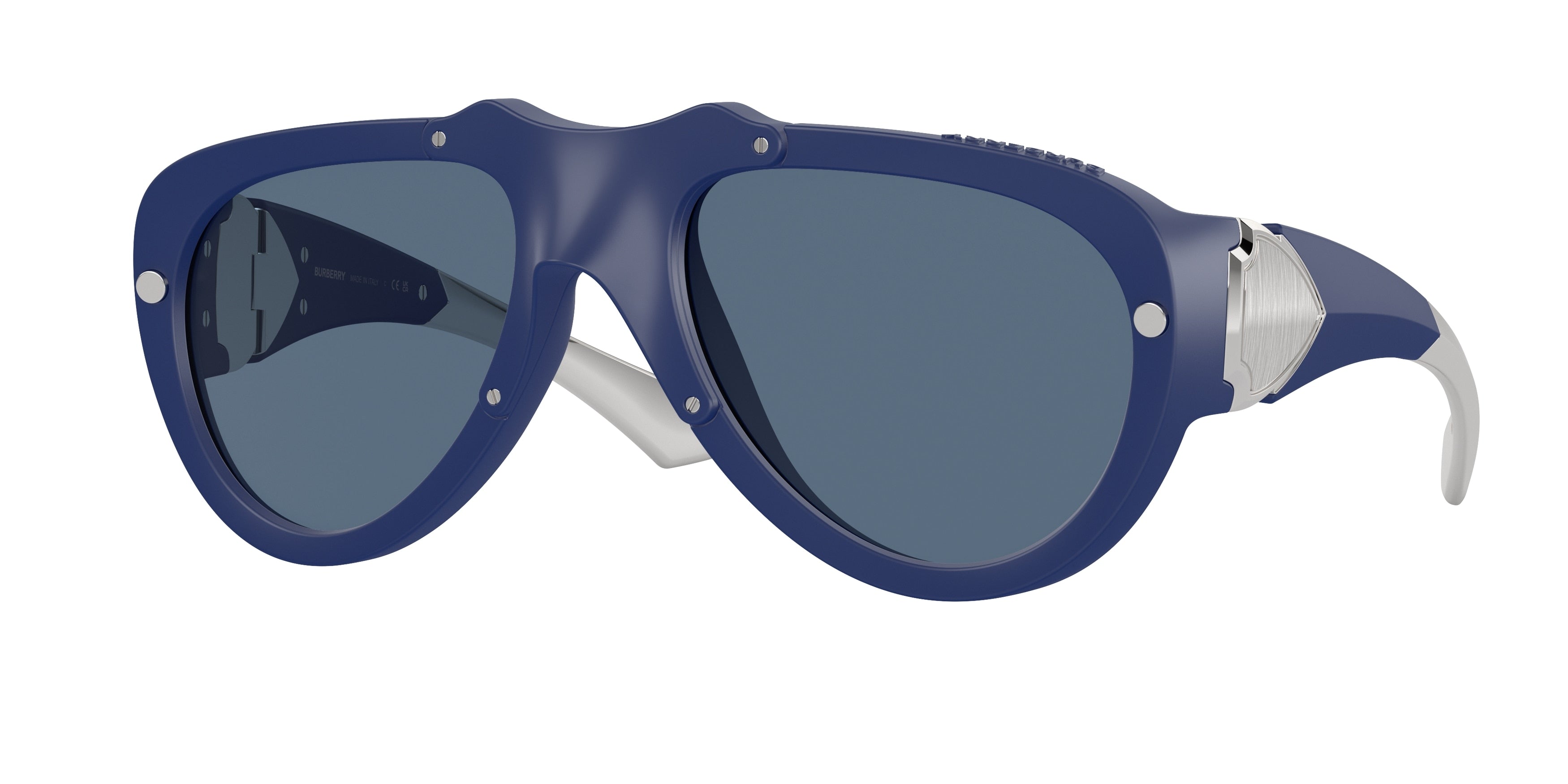Burberry BE4433U Pilot Sunglasses 413980-Blue Rubber 57-125-20 - Color Map Blue