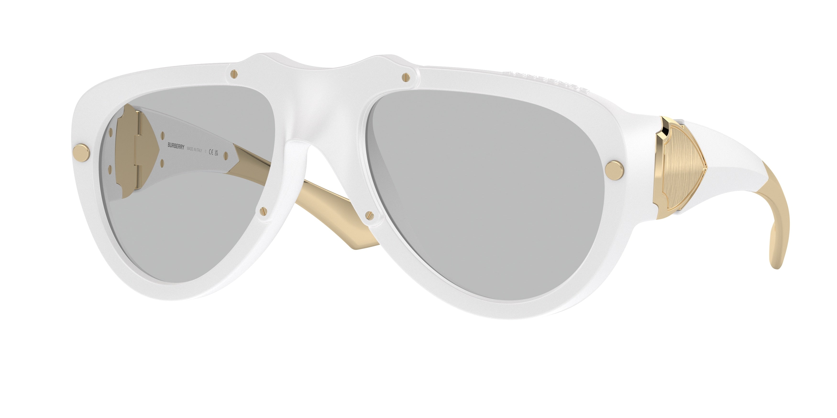 Burberry BE4433U Pilot Sunglasses 414187-White Rubber 57-125-20 - Color Map White