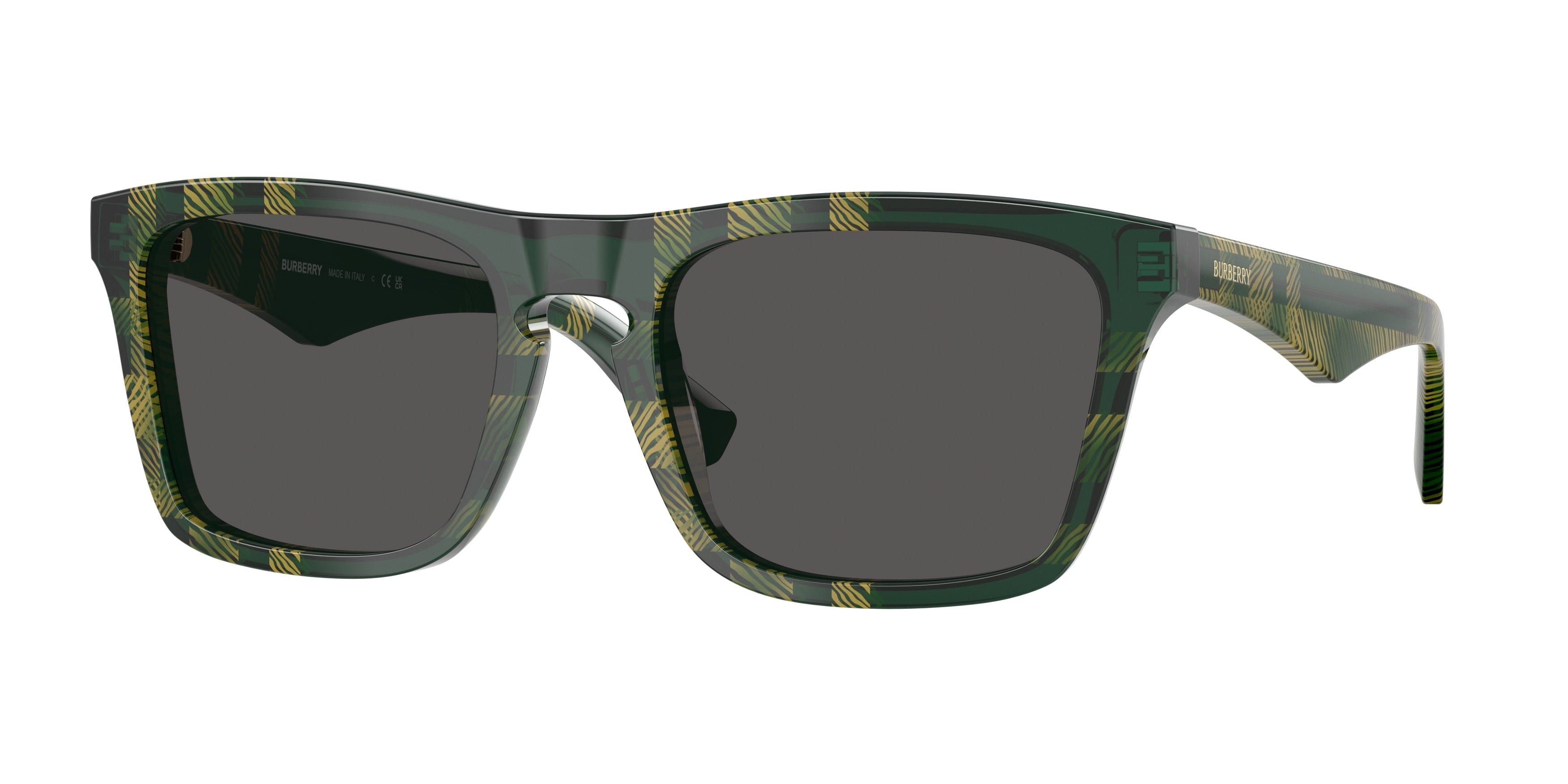 Burberry BE4434F Square Sunglasses 412587-Check Green 57-145-20 - Color Map Green