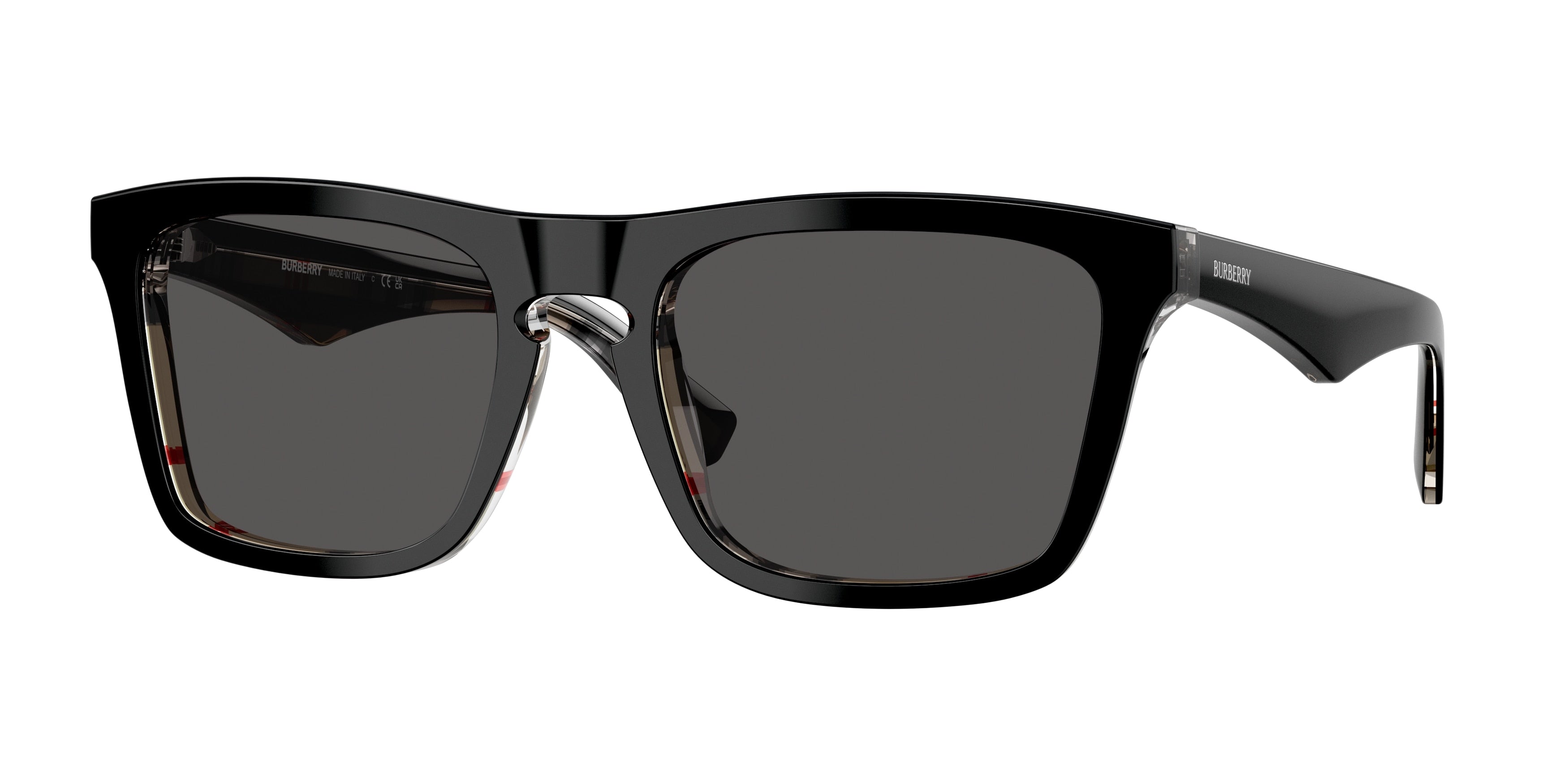 Burberry BE4434 Square Sunglasses 412187-Top Black On Vintage Check 57-145-20 - Color Map Black