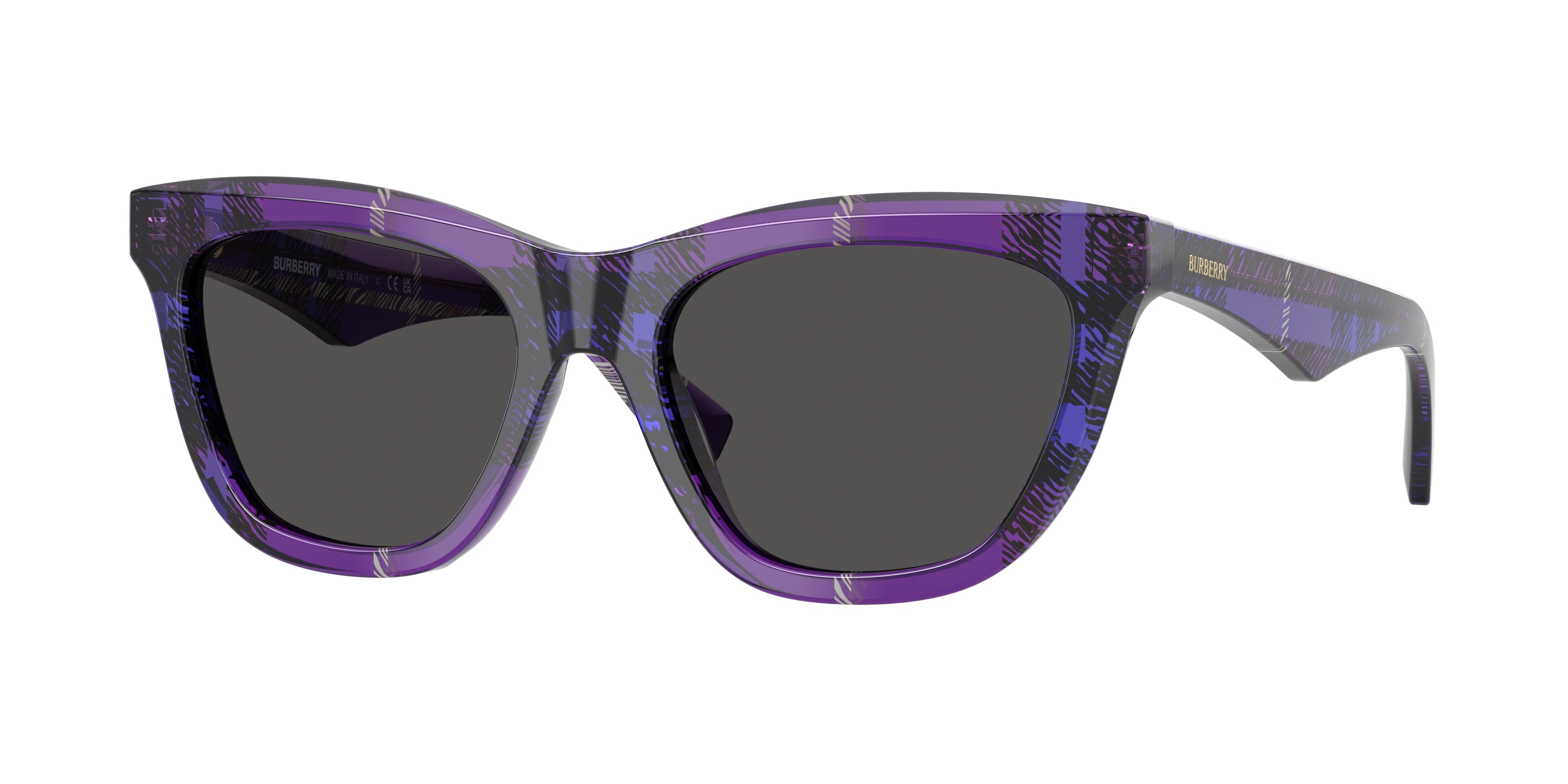Burberry BE4435F Cat Eye Sunglasses 411387-Check Violet 53-140-18 - Color Map Violet