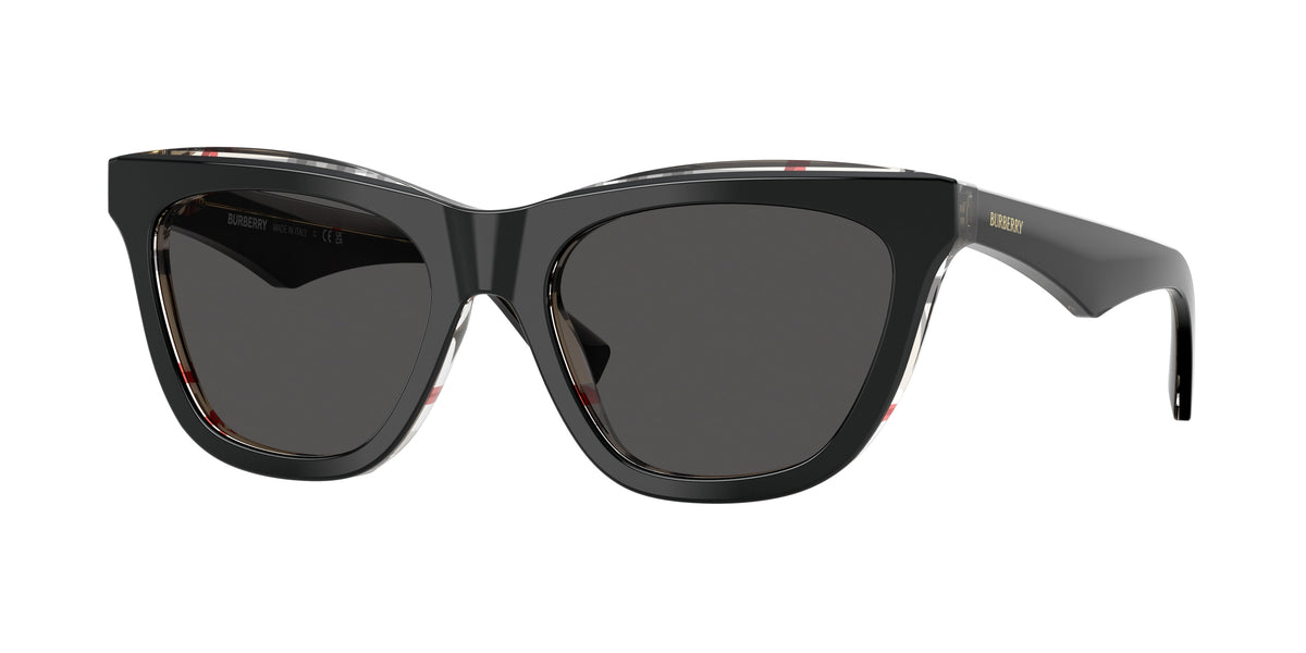 Burberry BE4435F Cat Eye Sunglasses 412187-Top Black On Vintage Check 53-140-18 - Color Map Black
