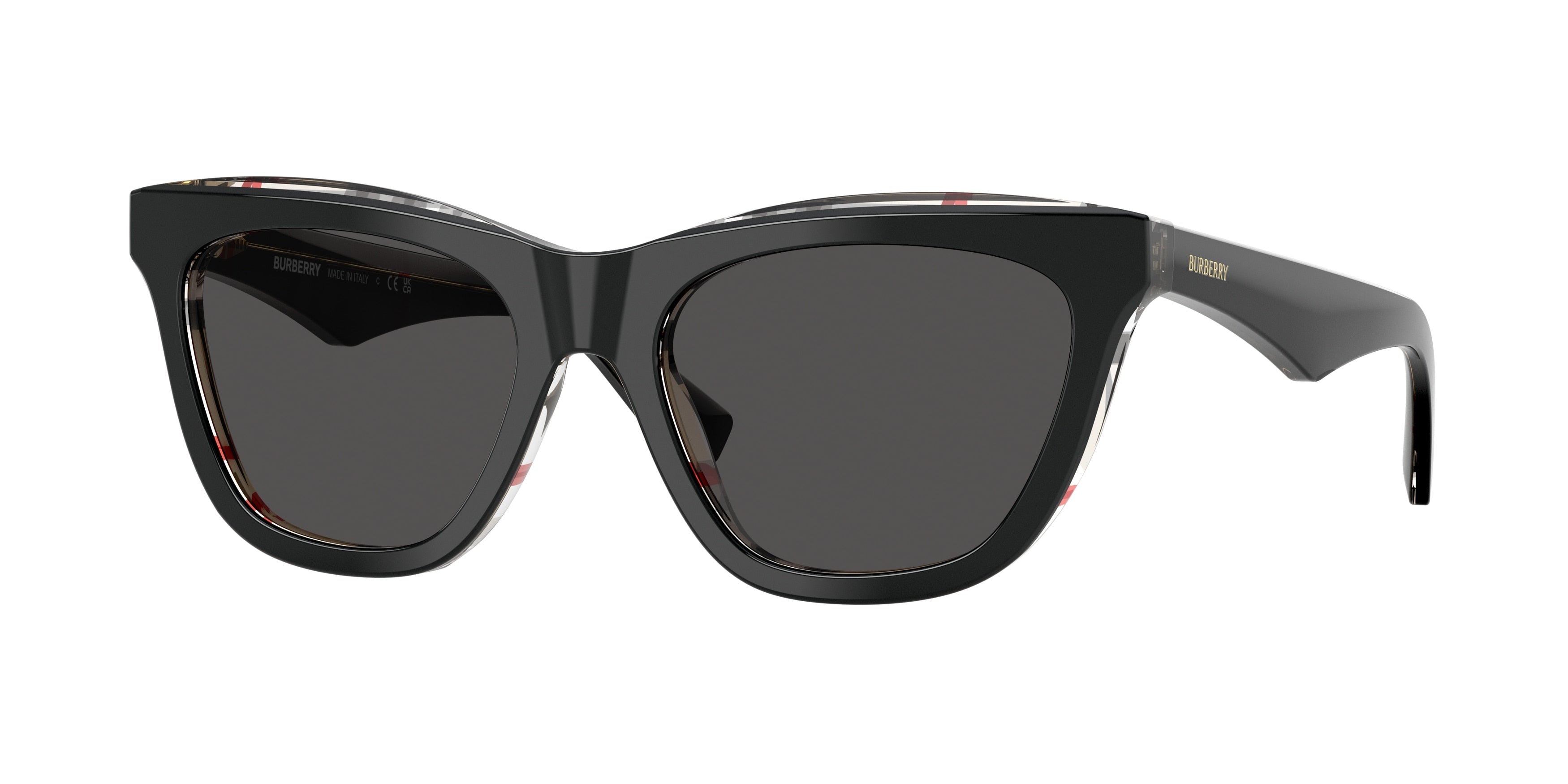 Burberry BE4435F Cat Eye Sunglasses 412187-Top Black On Vintage Check 53-140-18 - Color Map Black