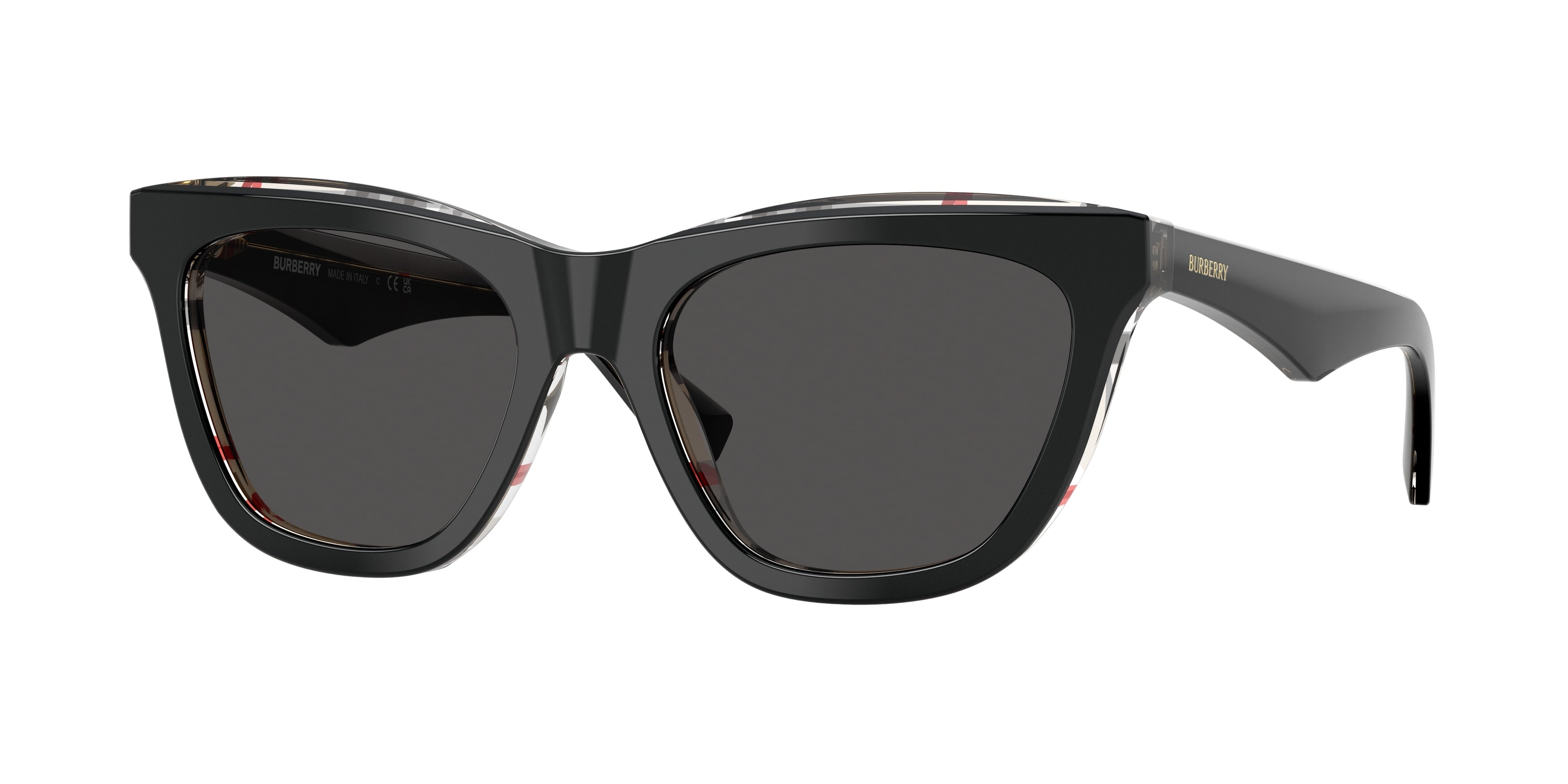 Burberry BE4435 Cat Eye Sunglasses 412187-Top Black On Vintage Check 53-140-18 - Color Map Black