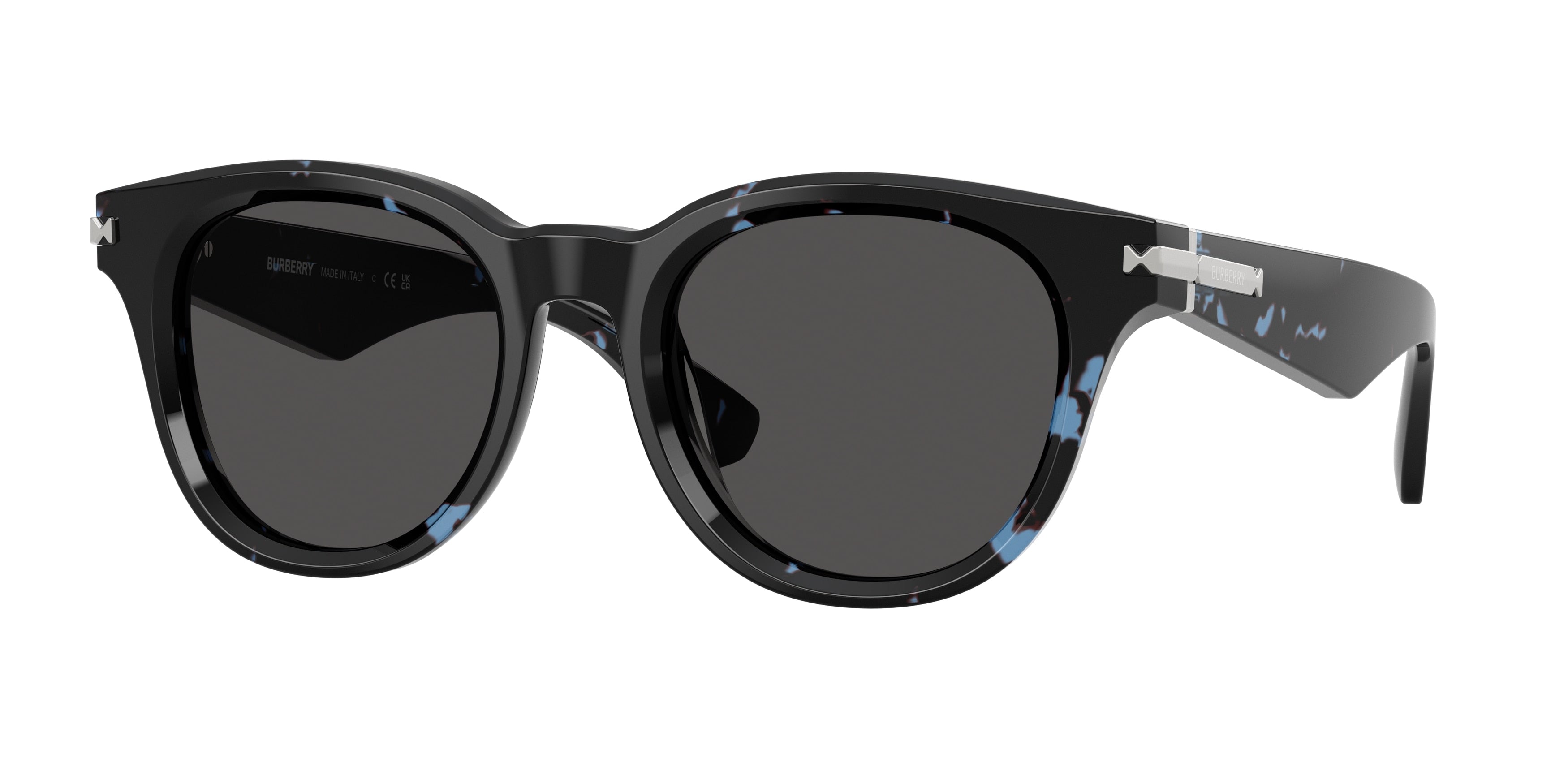 Burberry BE4439F Round Sunglasses 411187-Blue Havana 51-145-21 - Color Map Blue