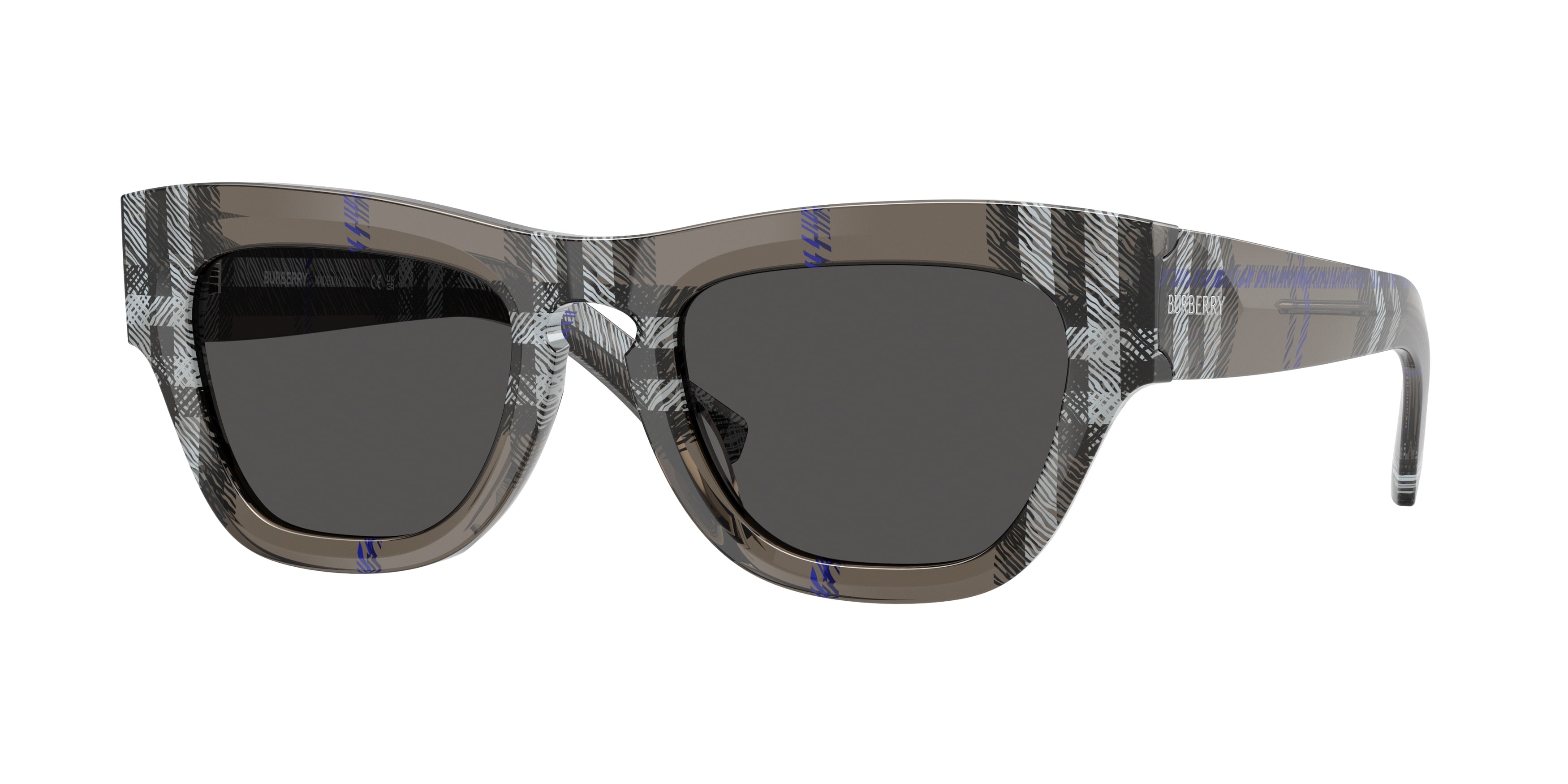 Burberry BE4440U Irregular Sunglasses 414787-Check Lichen 51-140-21 - Color Map Grey
