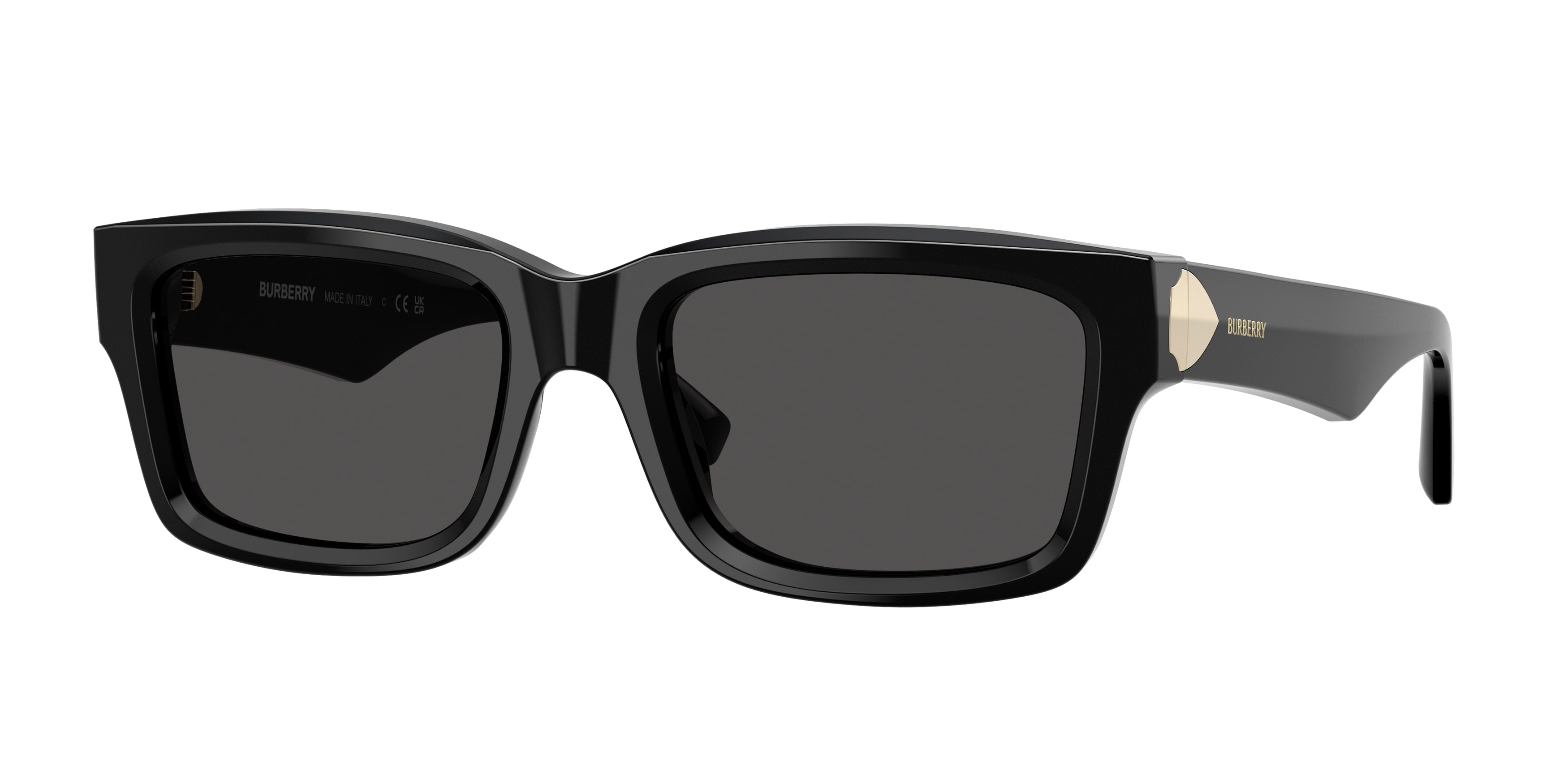 Burberry BE4443F Rectangle Sunglasses 300187-Black 55-145-20 - Color Map Black