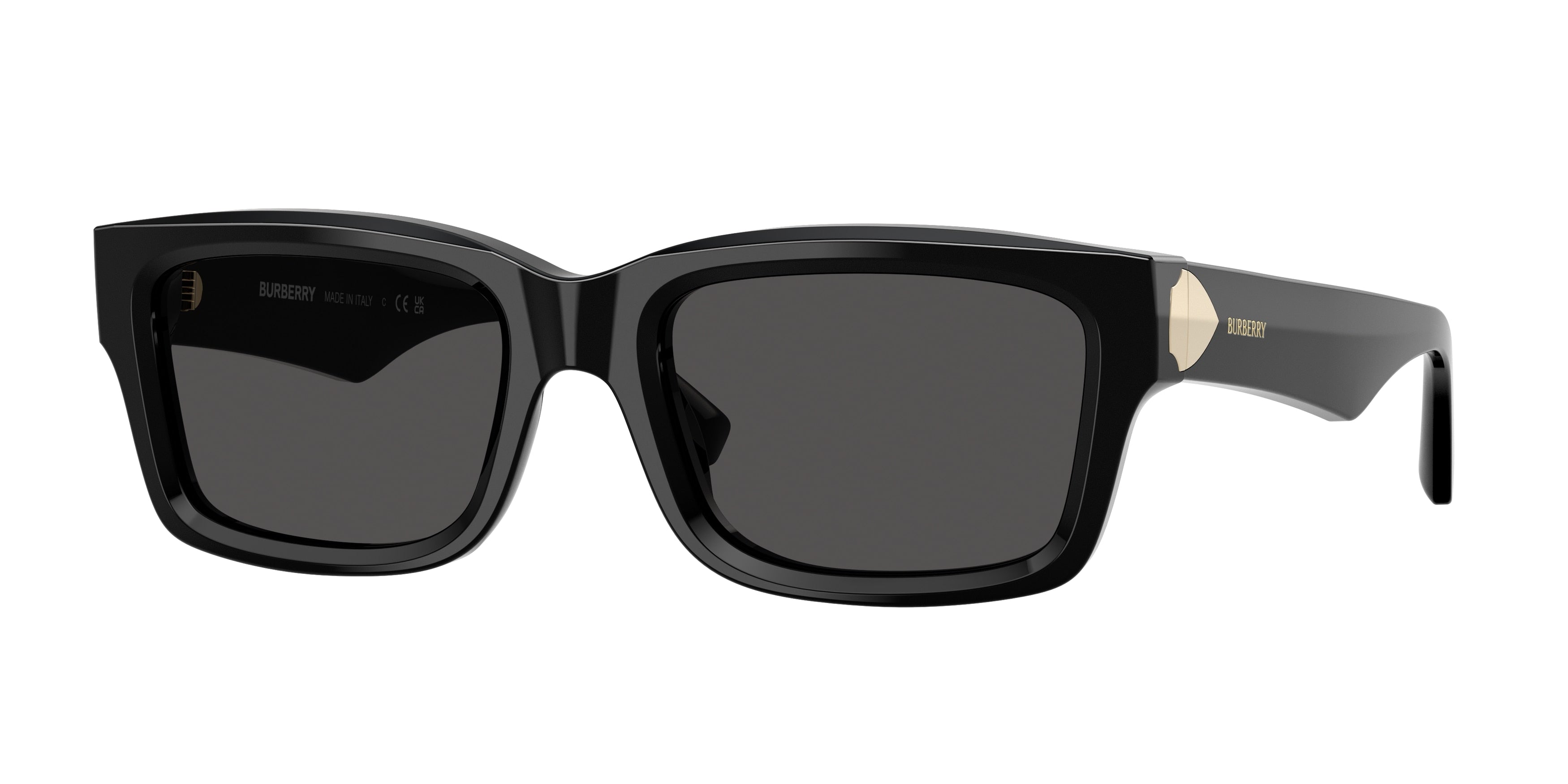 Burberry BE4443 Rectangle Sunglasses 300187-Black 55-145-20 - Color Map Black