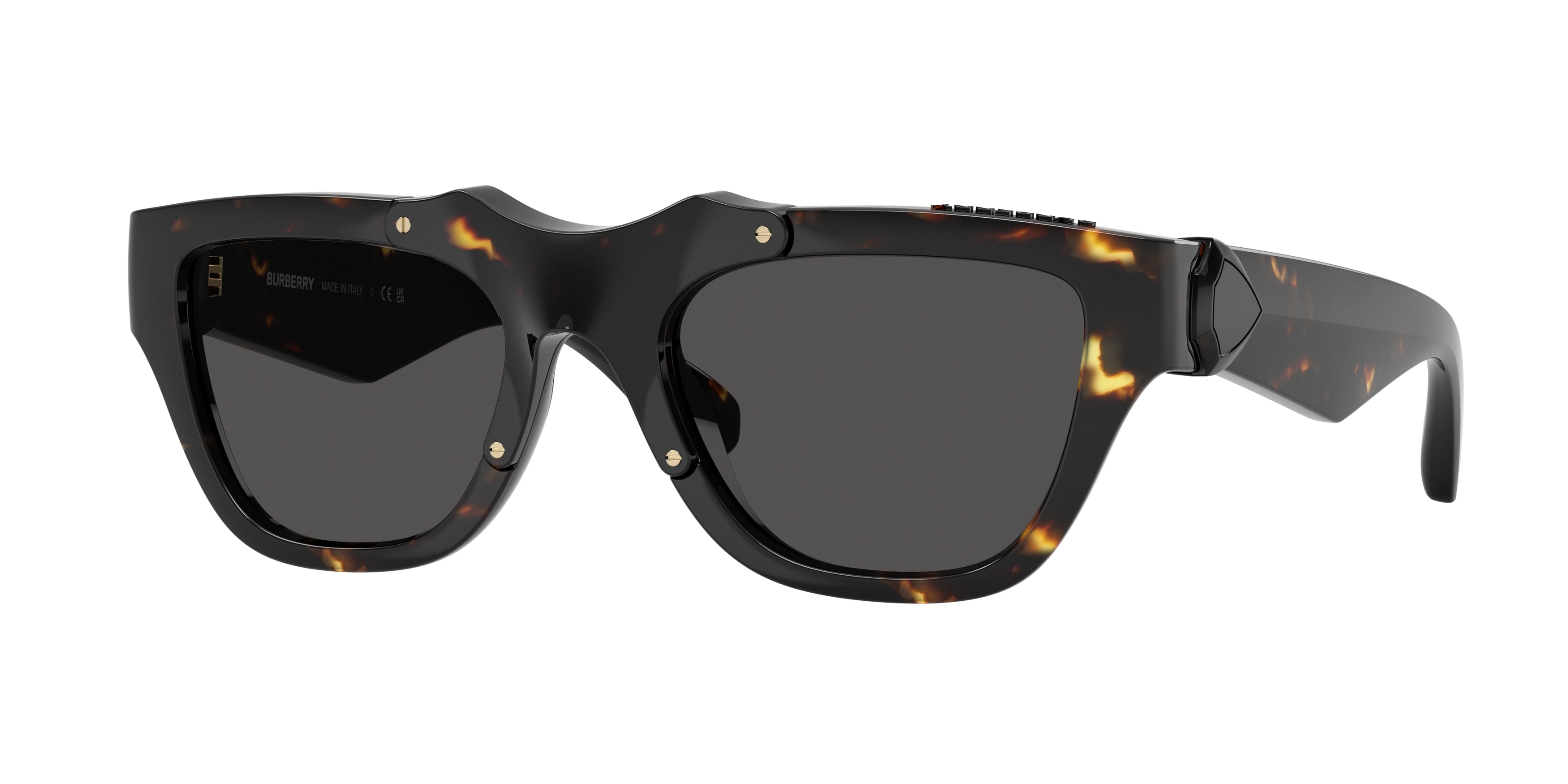 Burberry BE4445U Square Sunglasses  410687-Dark Havana 53-145-20 - Color Map Brown