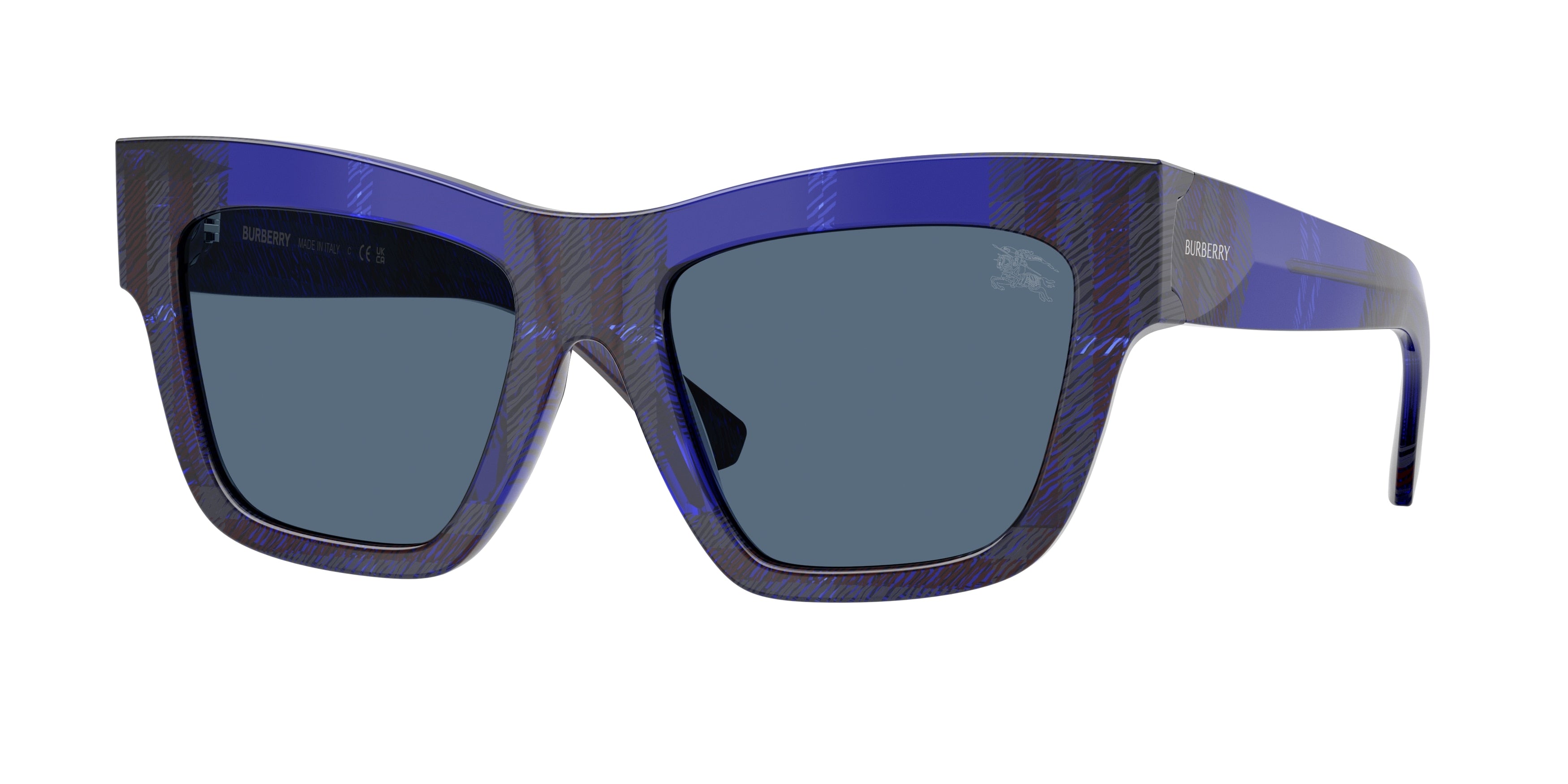 Burberry BE4449 Square Sunglasses 411480-Check Blue 52-140-19 - Color Map Blue