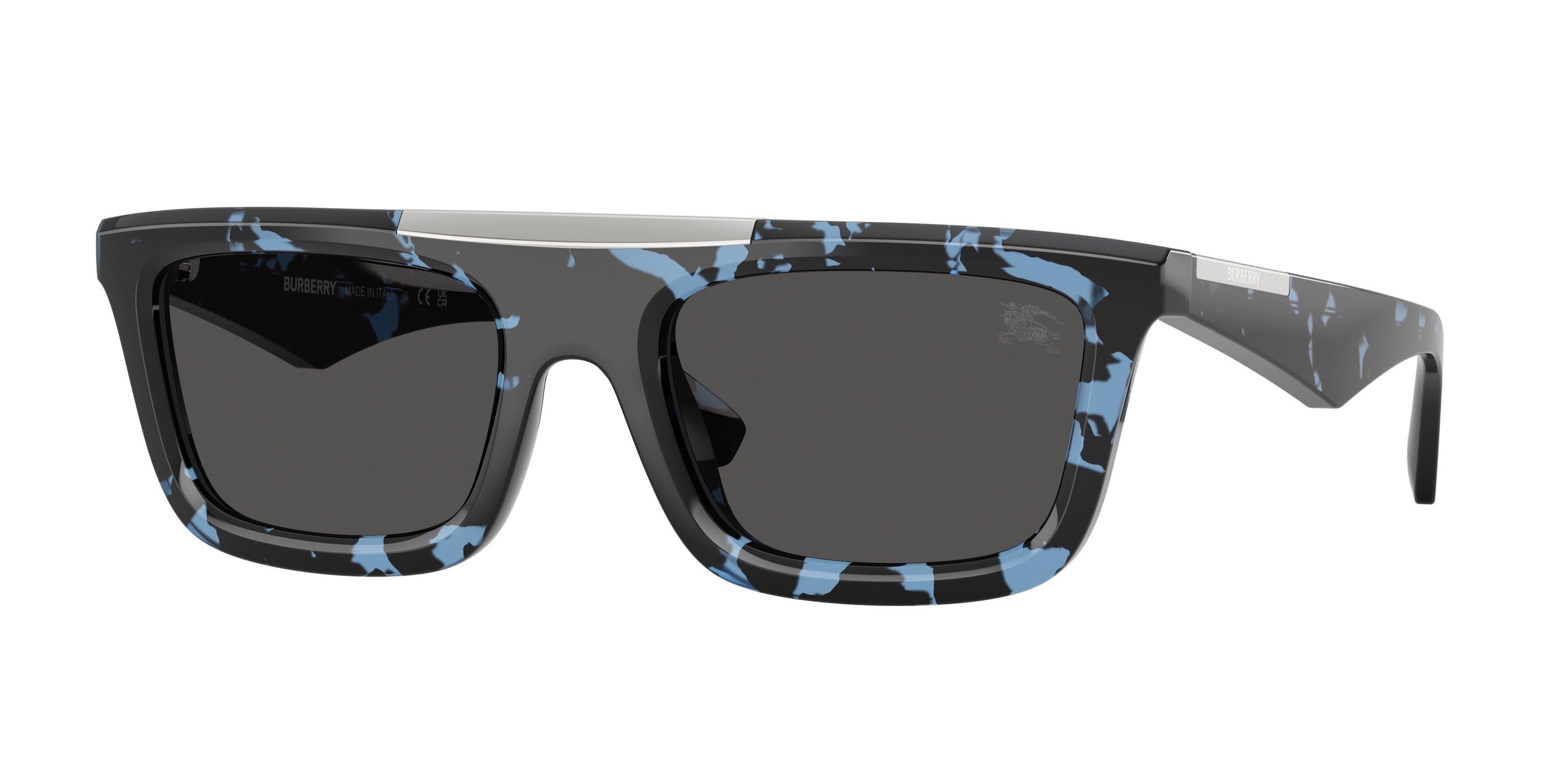 Burberry BE4451U Rectangle Sunglasses 411187-Blue Havana 54-145-21 - Color Map Blue