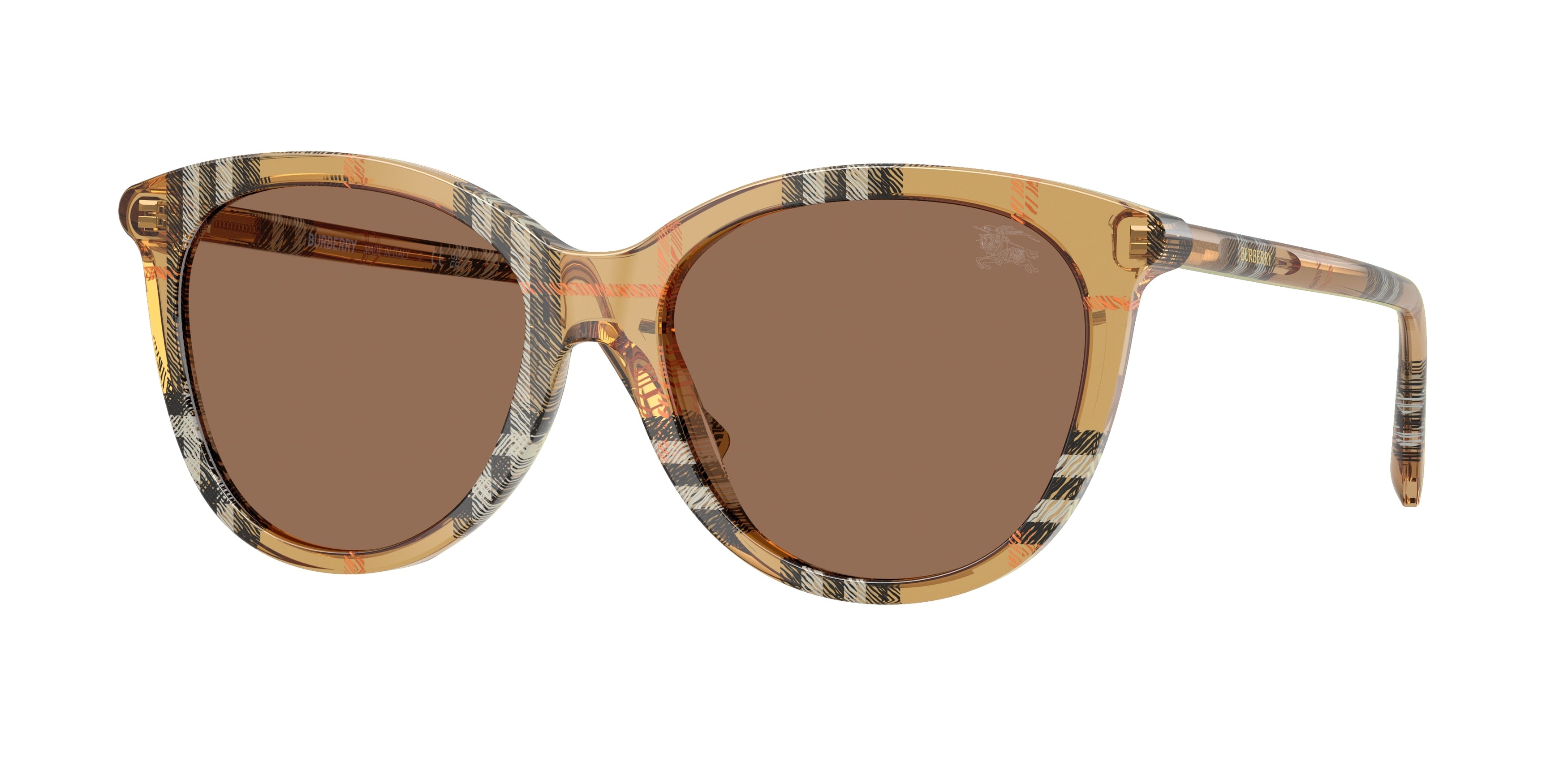 Burberry BE4455 Phantos Sunglasses 416373-Check Sand 55-140-17 - Color Map Brown