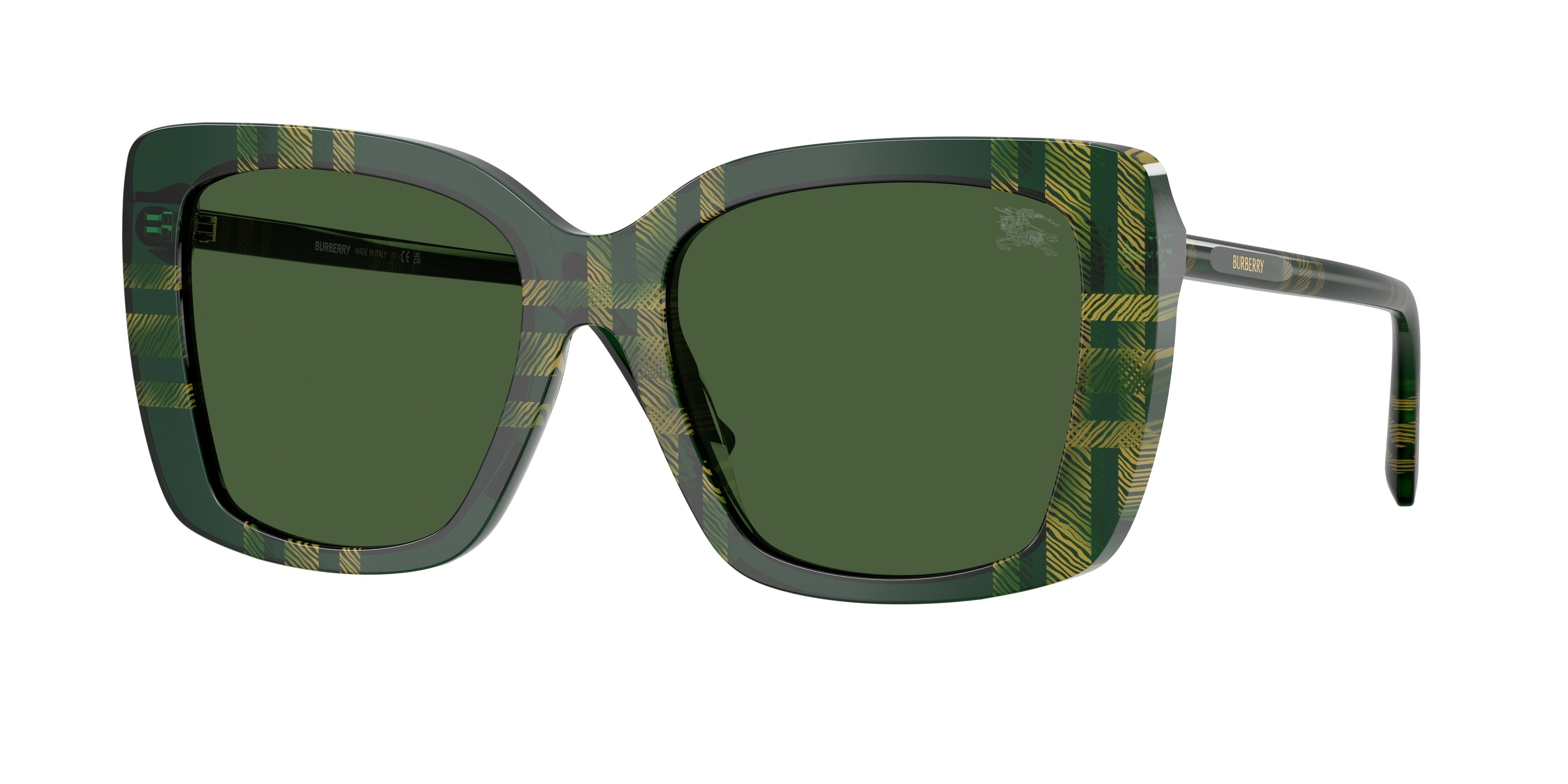 Burberry BE4456F Square Sunglasses 416971-Check Green 54-140-18 - Color Map Green