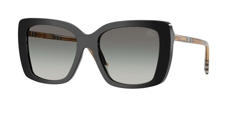 Burberry BE4456 Square Sunglasses 416111-Black 54-140-18 - Color Map Black