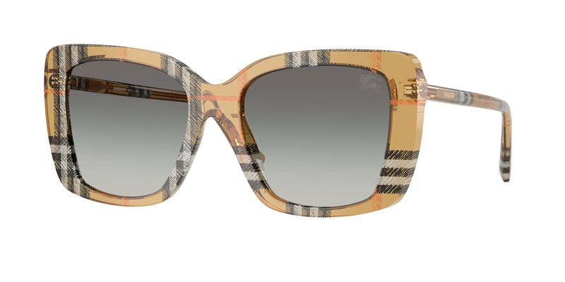 Burberry BE4456 Square Sunglasses 416311-Check Sand 54-140-18 - Color Map Brown