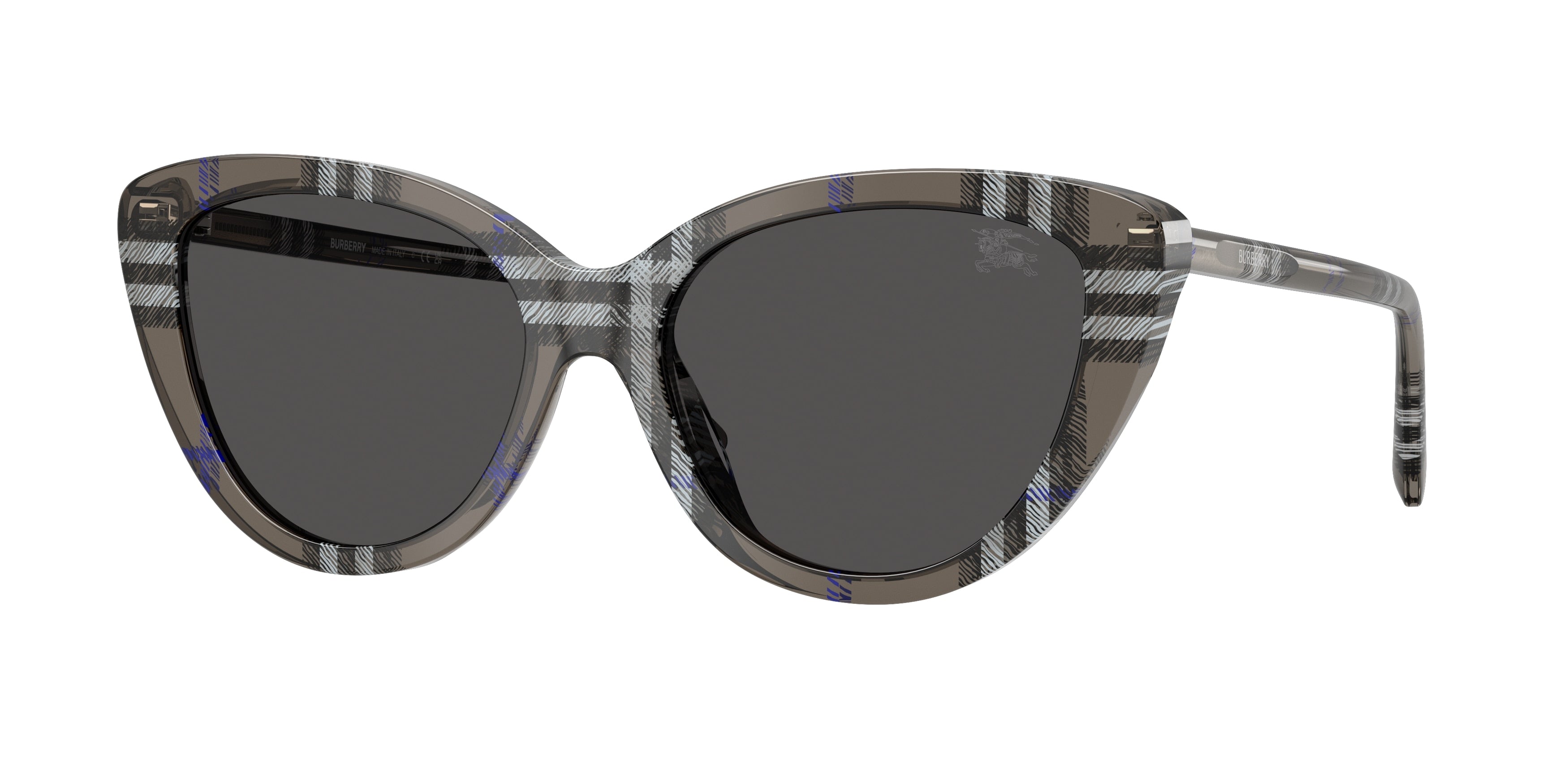Burberry BE4457 Cat Eye Sunglasses 416687-Check Lichen 55-140-17 - Color Map Grey