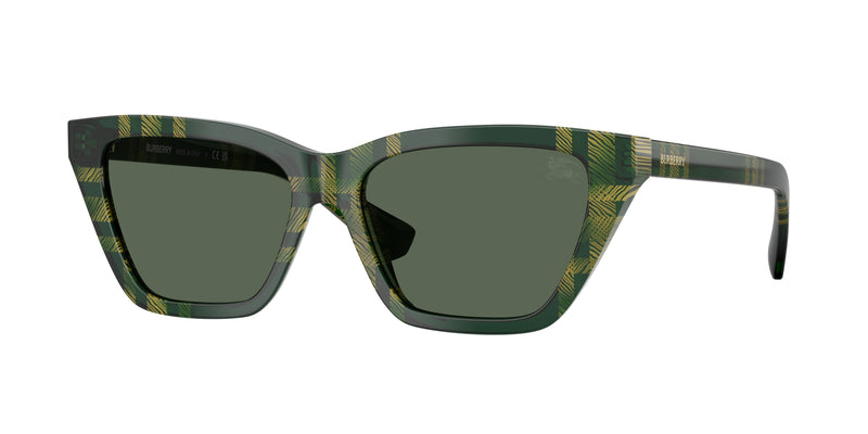 Burberry BE4468F Cat Eye Sunglasses 416971-Check Green 54-140-15 - Color Map Green