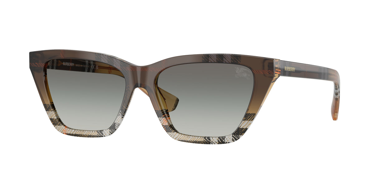 Burberry BE4468F Cat Eye Sunglasses 420211-Check Sand 54-140-15 - Color Map Brown