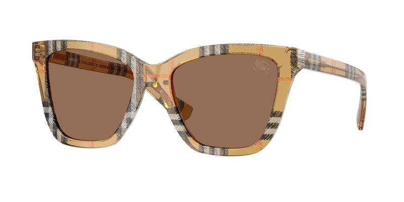 Burberry BE4470 Square Sunglasses 416373-Check Sand 54-140-18 - Color Map Brown