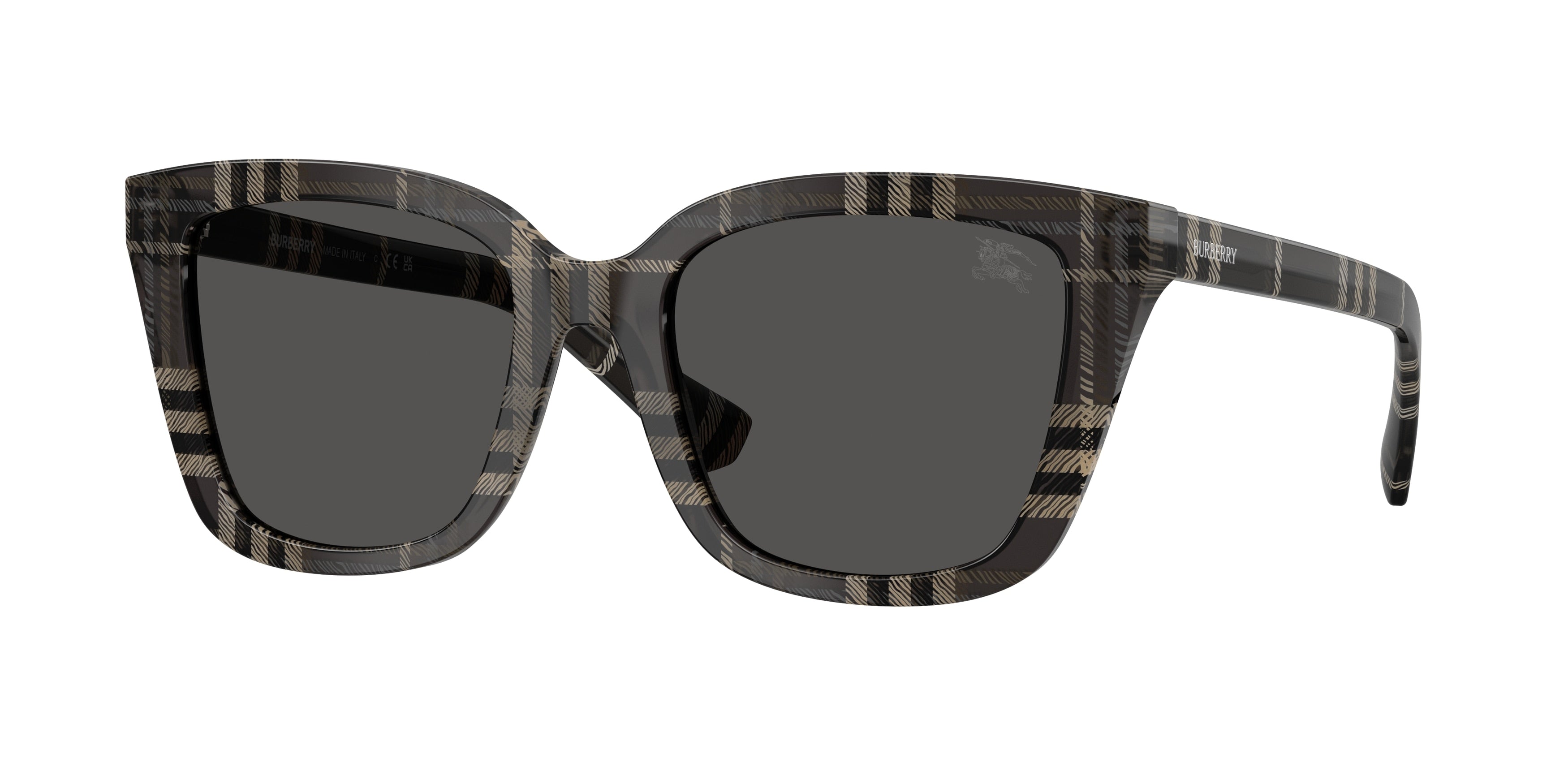 Burberry BE4487 Square Sunglasses 419987-Check Grey 52-140-19 - Color Map Grey