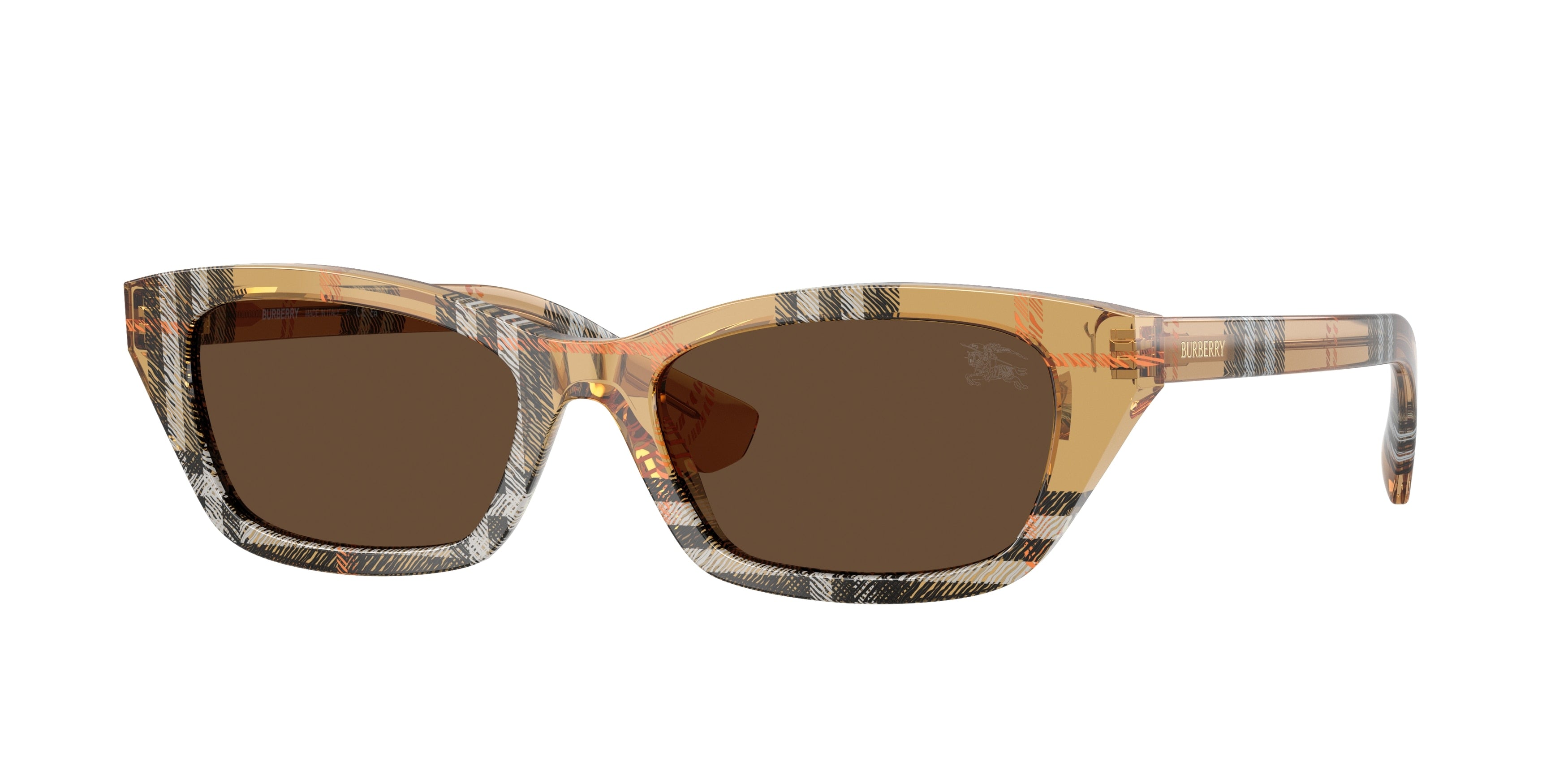 Burberry BE4488 Rectangle Sunglasses 416373-Check Sand 52-140-17 - Color Map Brown