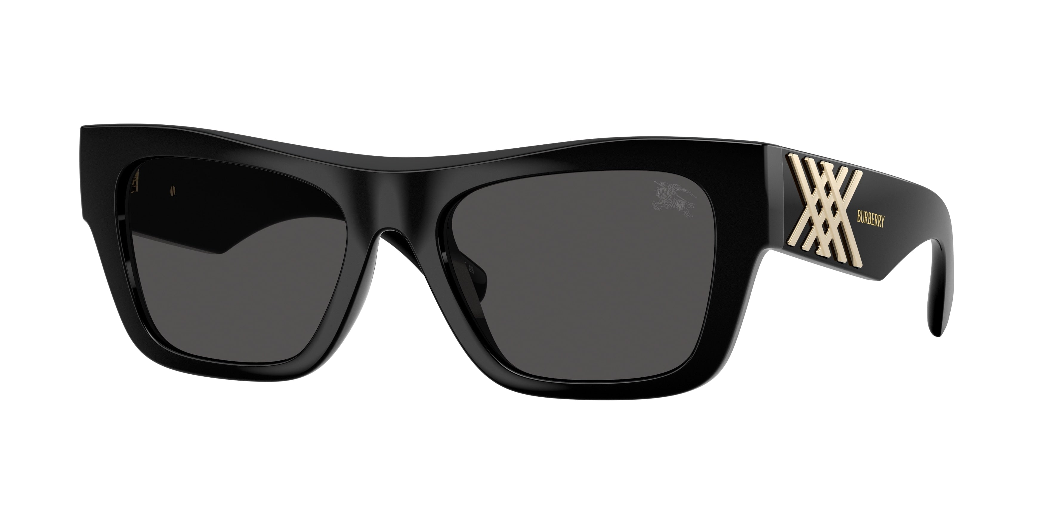Burberry BE4490U Rectangle Sunglasses 300187-Black 53-140-18 - Color Map Black