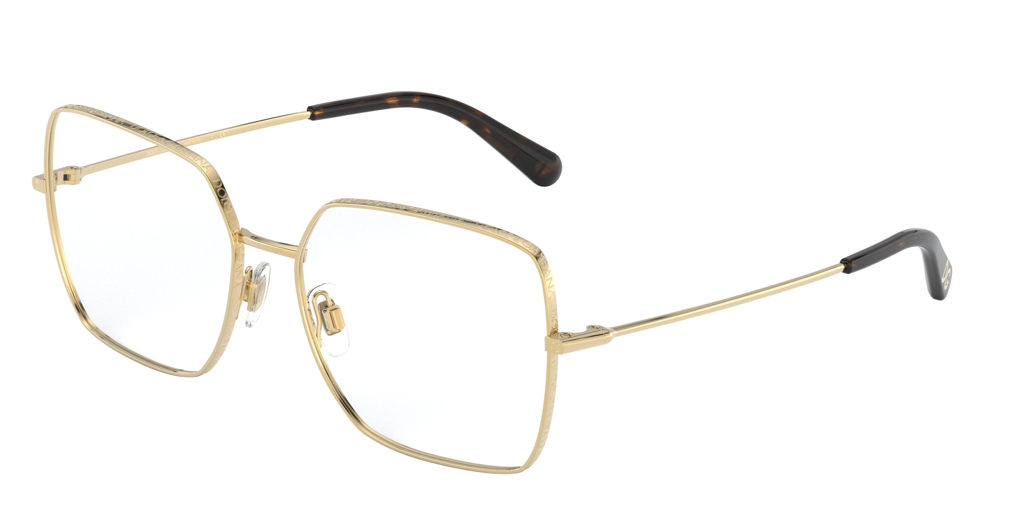 DOLCE & GABBANA DG1323 Square Eyeglasses  02-Gold 54-140-16 - Color Map Gold