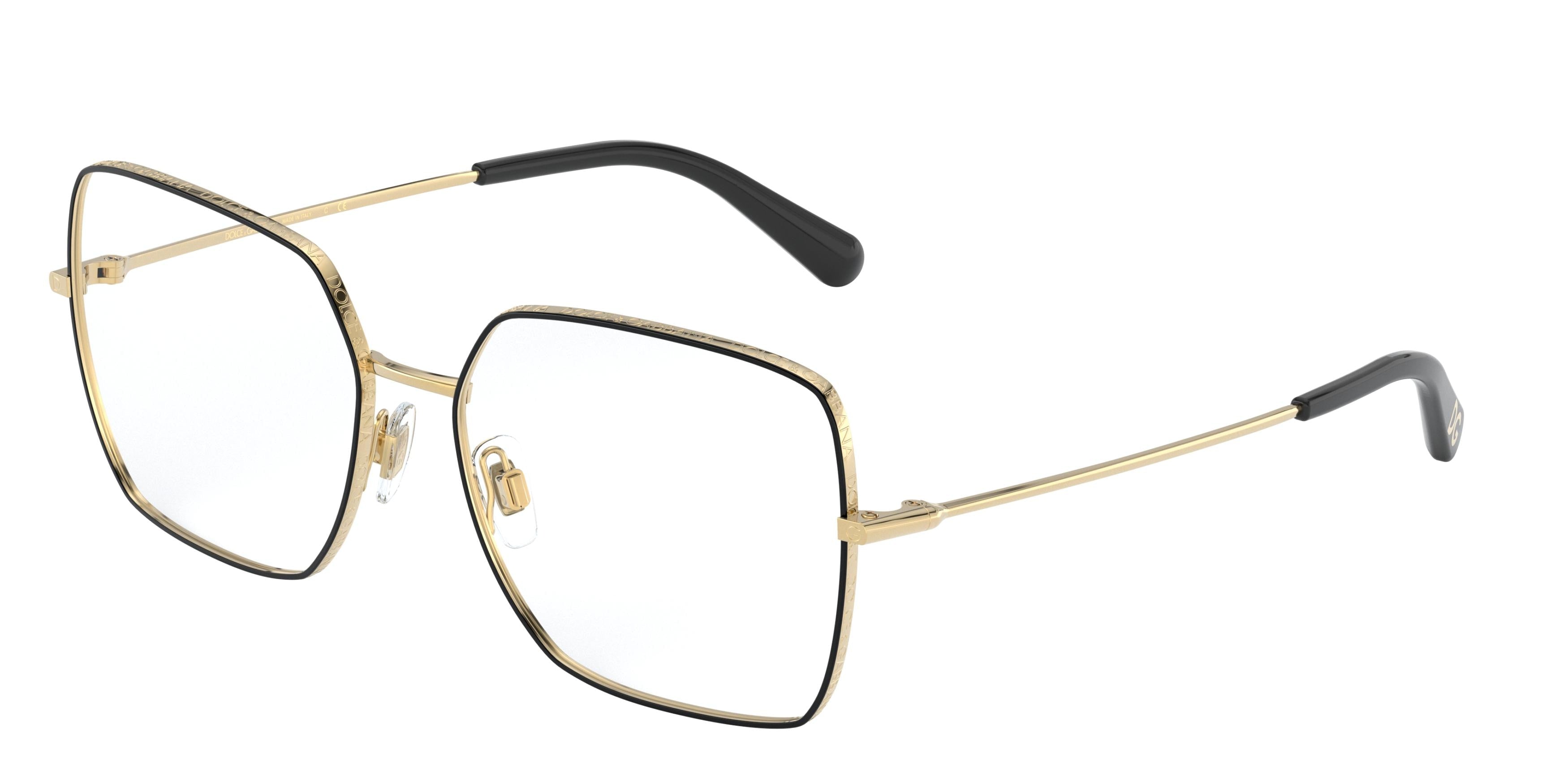 DOLCE & GABBANA DG1323 Square Eyeglasses 1334-Gold/Black 54-140-16 - Color Map Black